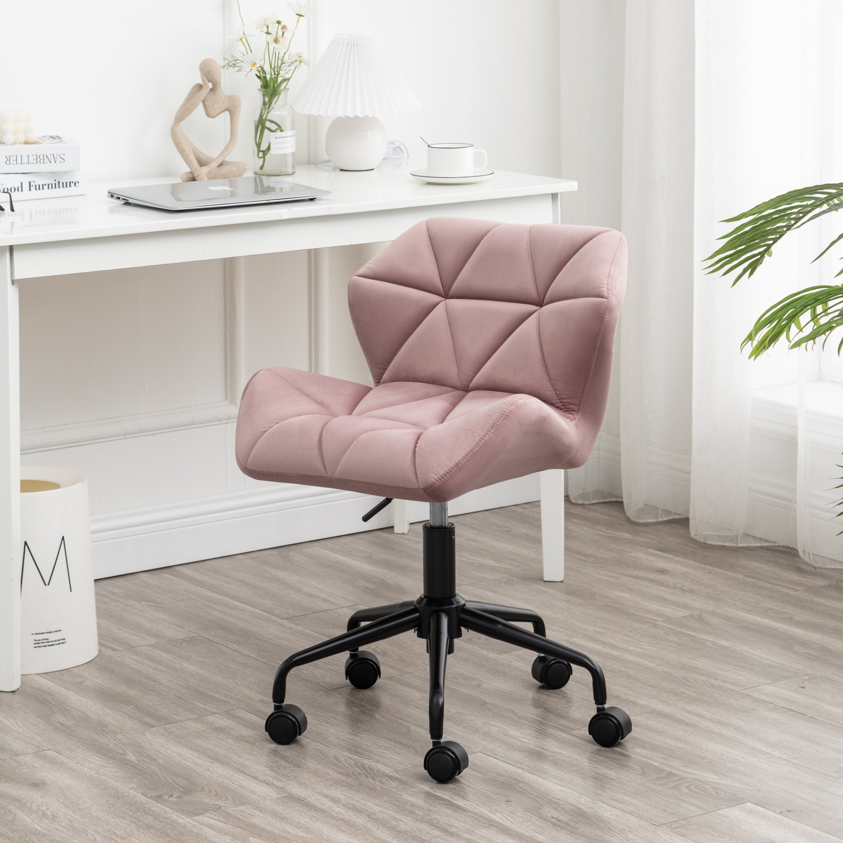 Roundhill Furniture Eldon Diamond Tufted Adjustable Swivel Office Chair - Ergonomic Executive Desk Chair with Lumbar Support for Home & Office Workspace
