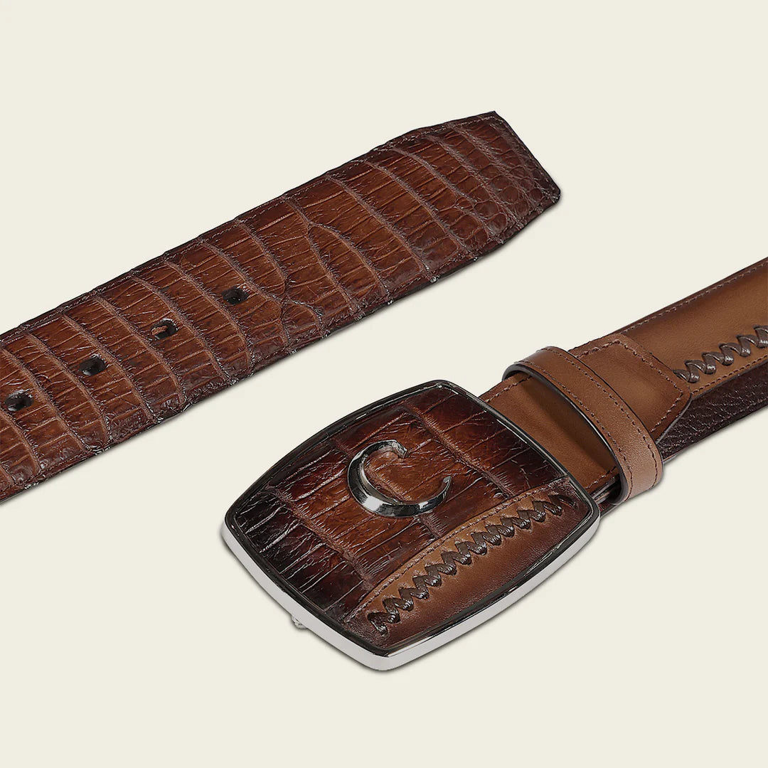 Cuadra Honey Western Fashion Moreleti Belt for Men - Genuine Leather Cowboy Belt with Silver Buckle - Perfect for Rodeo, Country Music Festivals & Western Outfits