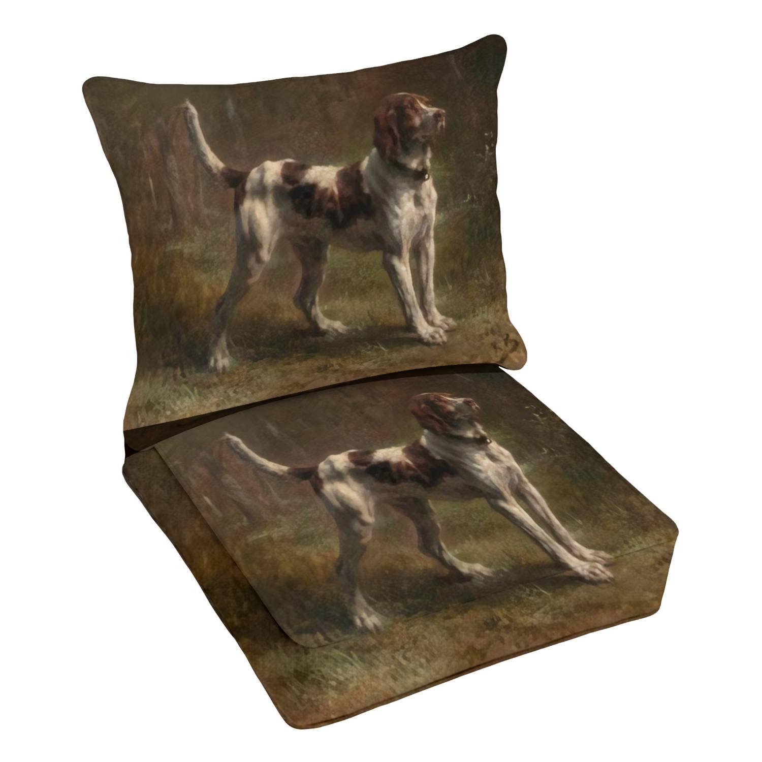 Premium Outdoor Deep Seating Cushion Set - Inspired by Rosa Bonheur's 1856 French Oil Painting 'A LIMIER Briquet Hound' - High-Quality Patio Furniture Replacement Cushions for Lounge Chairs - Perfect for Backyard, Poolside, and Conversation Area Relaxation