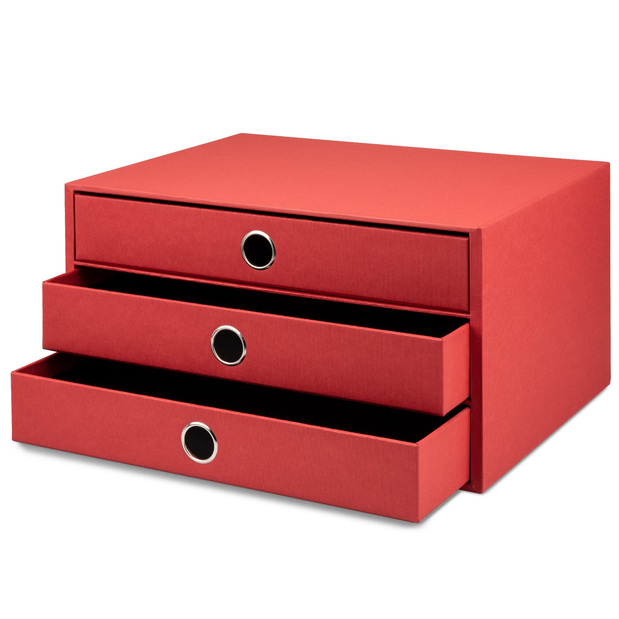 Rössler SOHO 3-Drawer A4 File Storage Box - Red | Office Organization & Document Filing Solution for Home or Business