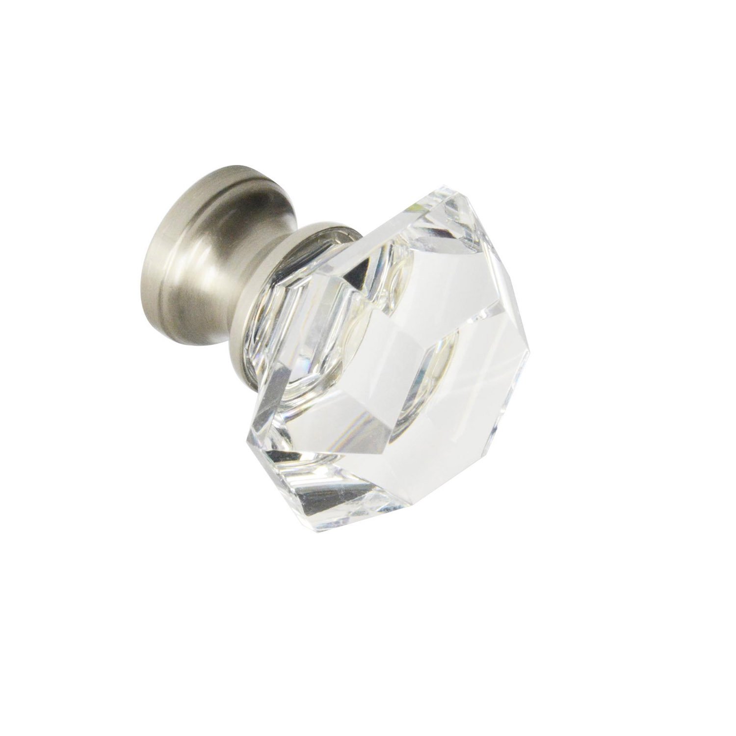10 Pack Clear Glass Cabinet Knobs 1-1/4 inch (32mm) with Brushed Nickel Base - Elegant Hardware for Kitchen Cabinets, Dressers & Furniture - CKP Brand Premium Glass Collection
