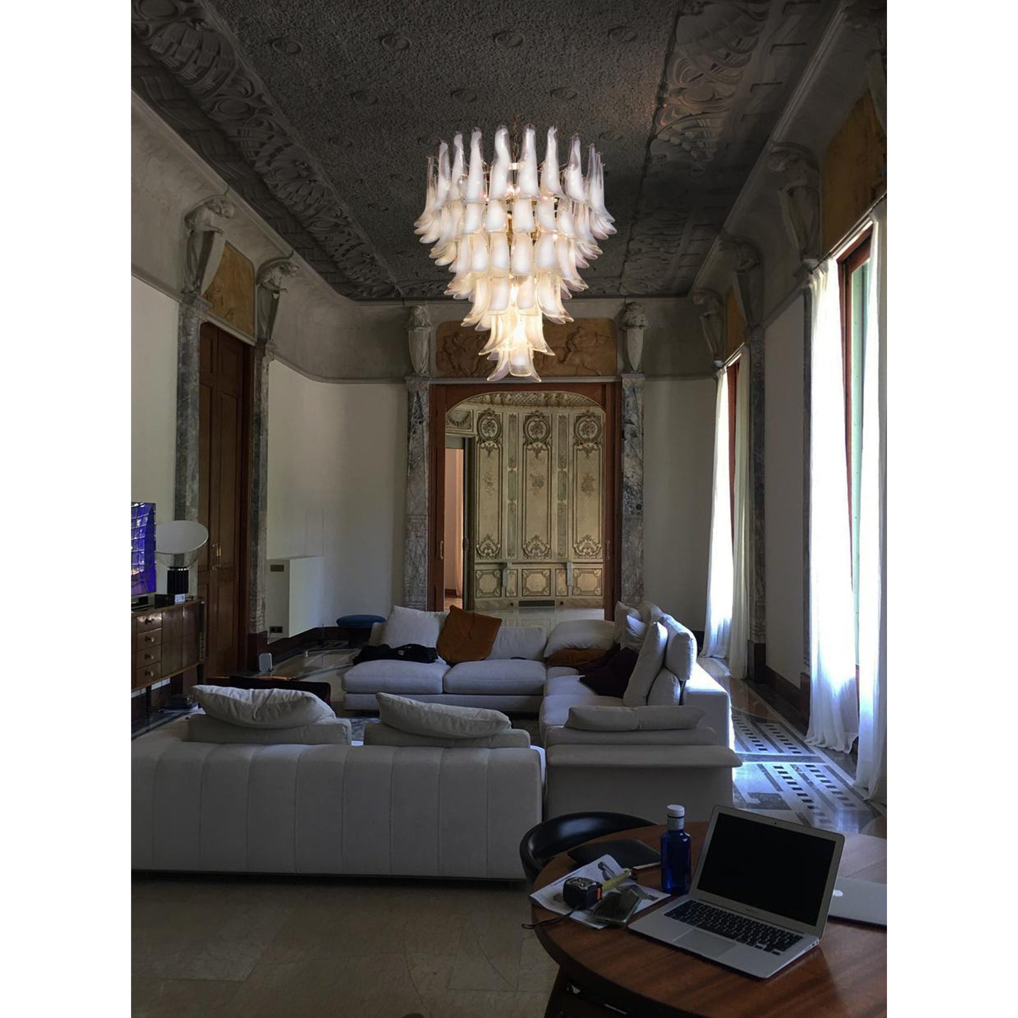 Mazzega Petals Chandelier - Modern Glass Flower Ceiling Light Fixture for Dining Room, Living Room & Bedroom | Elegant Lighting Decor for Home & Office
