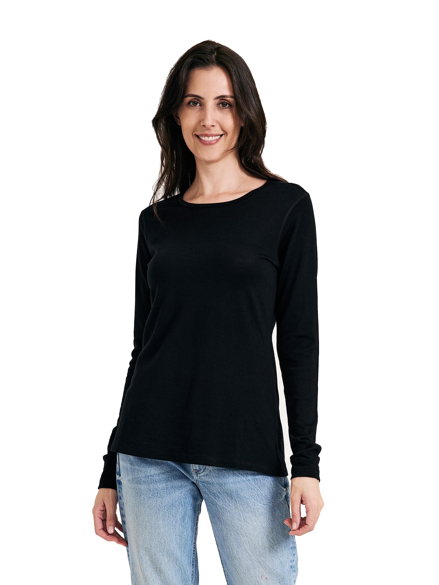100% Merino Wool Women's Thermal Base Layer Shirt - Long Sleeve Crewneck Undershirt for Hiking, Skiing & Outdoor Activities | Warm Winter Layering for Travel & Cold Weather
