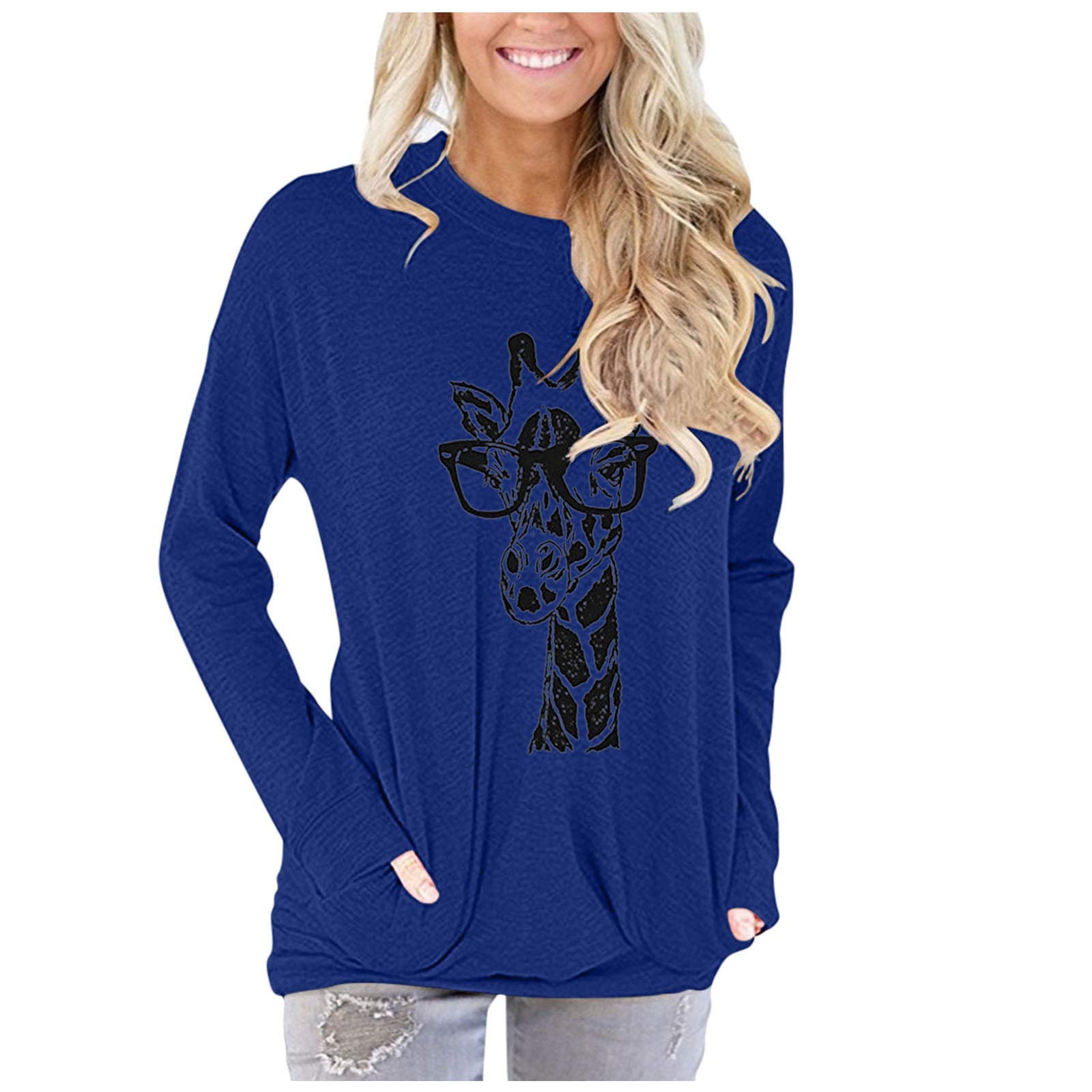 Women's Fall Tops - Color Block Casual Long Sleeve Tunic Shirts with Round Neck | Perfect for Autumn Layering, Work & Weekend Outfits