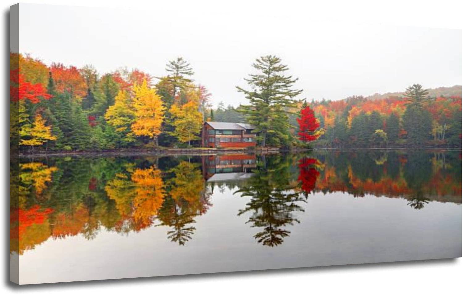 Autumn in the Great North Woods New Hampshire - Framed Canvas Wall Art Decor for Living Room, Bedroom, Bathroom - Large Size Landscape Painting - Perfect for Home Decor, Office Wall Art & Gift Ideas