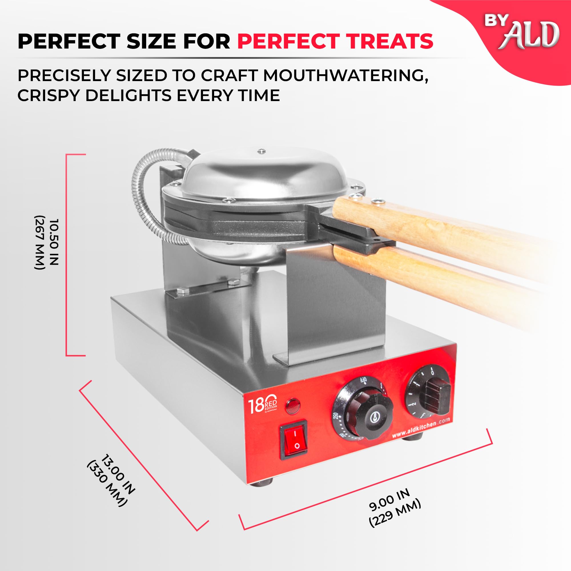 ALDKitchen Electric Bubble Waffle Maker with Nonstick Coating - 1-Head Egg Waffle Iron for Hong Kong Style Desserts, Breakfast & Party Snacks