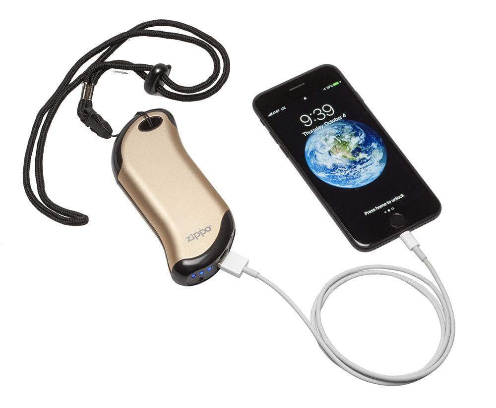Zippo Champagne HeatBank 9s Rechargeable Hand Warmer - Portable USB Hand Warmer for Outdoor Activities, Camping, Hiking & Winter Sports