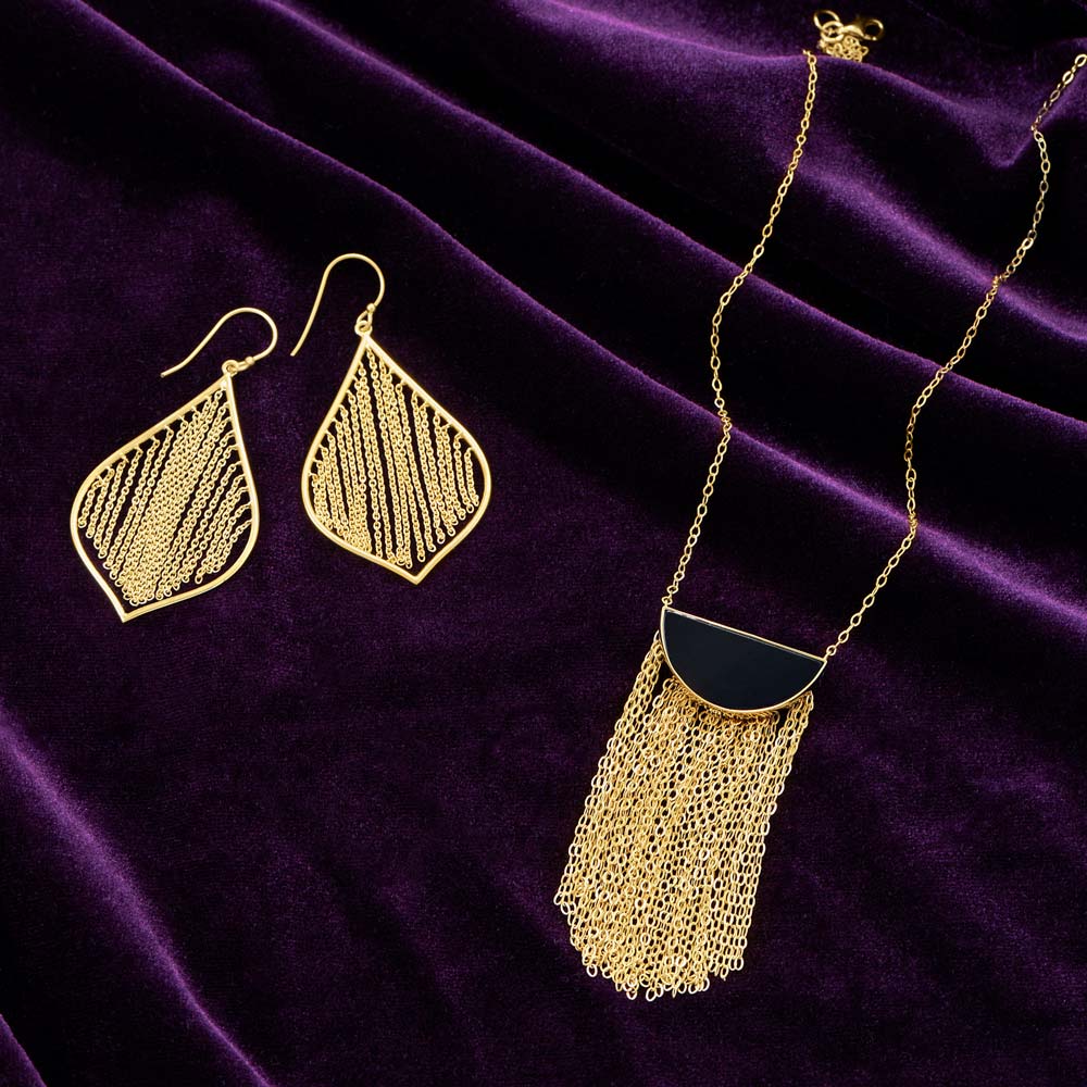 14K Gold Plated Fringe Leaf Chain Earrings for Women - Elegant Dangle Drop Earrings for Party, Wedding & Everyday Wear