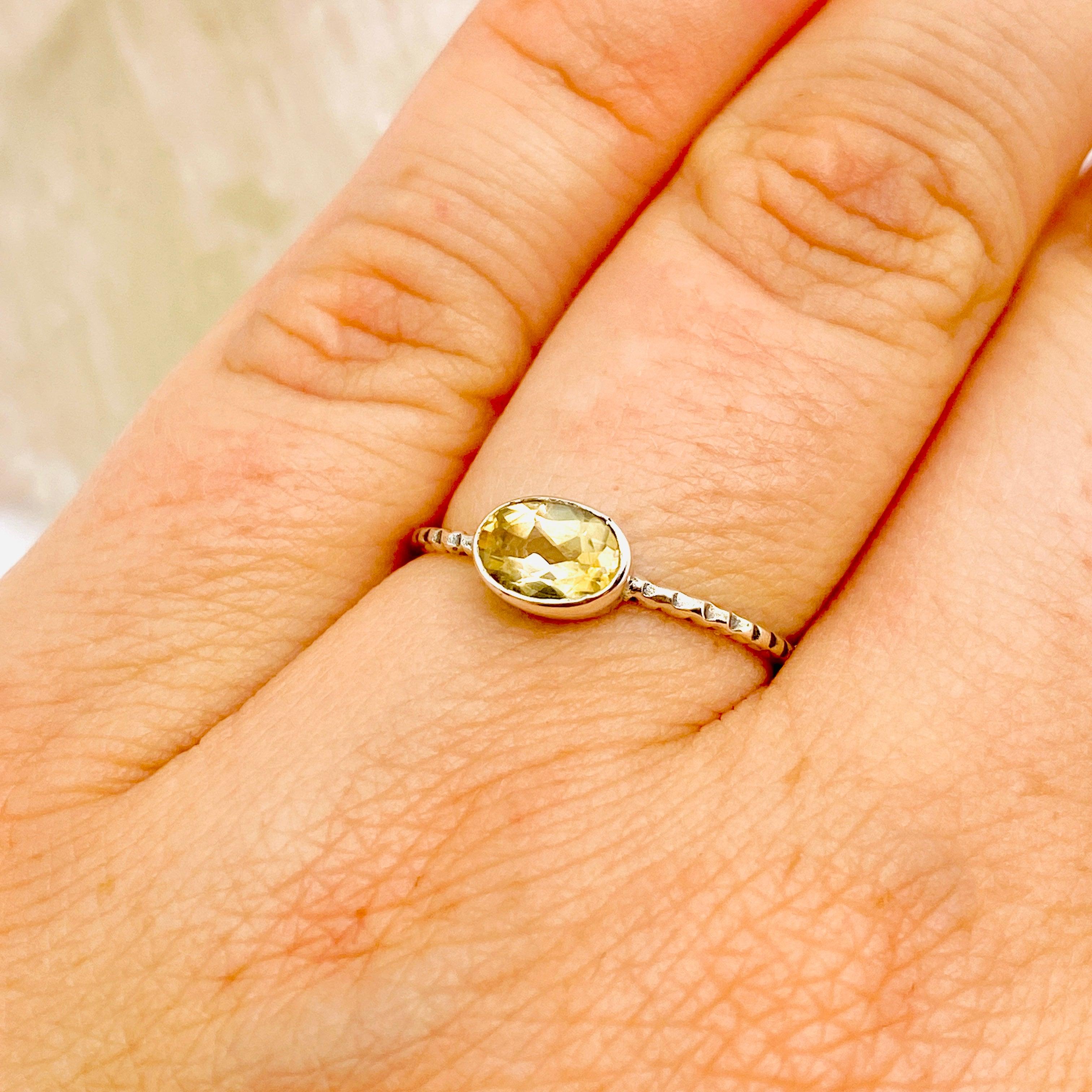 Natural Citrine Oval Faceted Fine Band Ring 14K Gold Plated 3.75 Carat - Elegant Jewelry for Women, Perfect for Weddings, Anniversaries & Everyday Wear