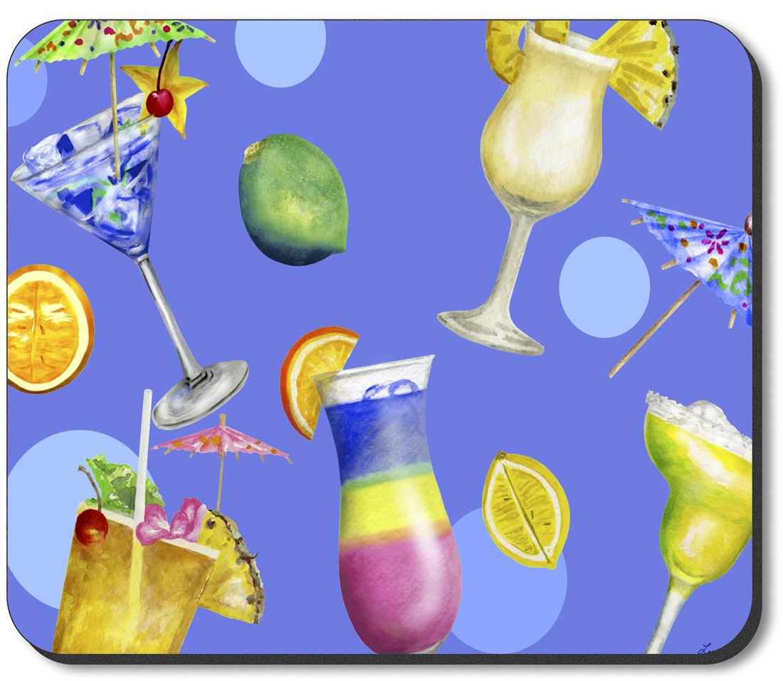 Premium Art Plates Brand Mouse Pad with Cocktail Design - Non-Slip Gaming & Office Desk Mat for Computers, Laptops - Perfect for Home, Office & Gaming Setups