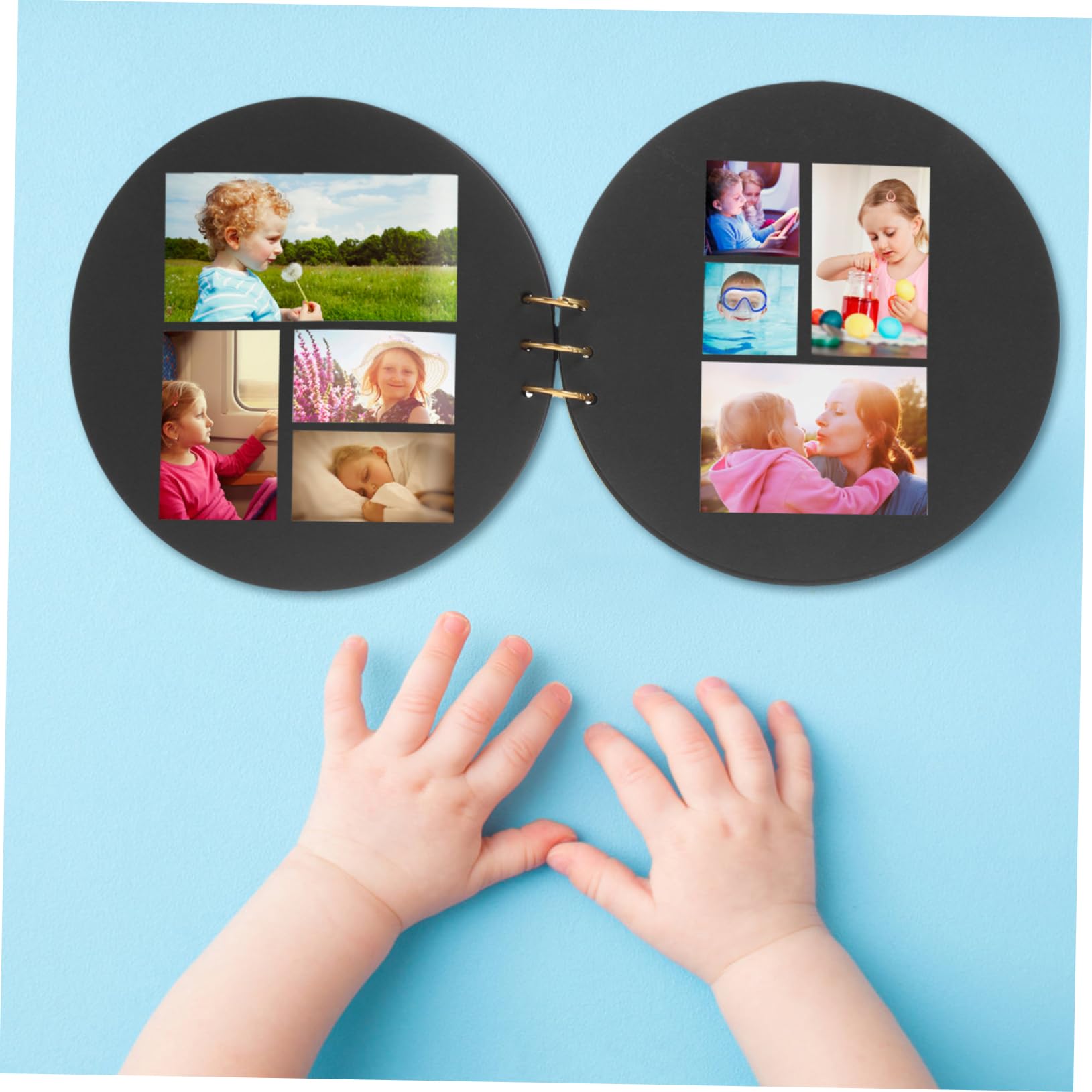 MOBUTOFU Kids Photo Album - DIY Scrapbook for Baby Shower, Kindergarten & Growth Memories - Round Photo Book for Children's Milestones & School Years - Perfect for Gifts, Baby Showers & Family Keepsakes