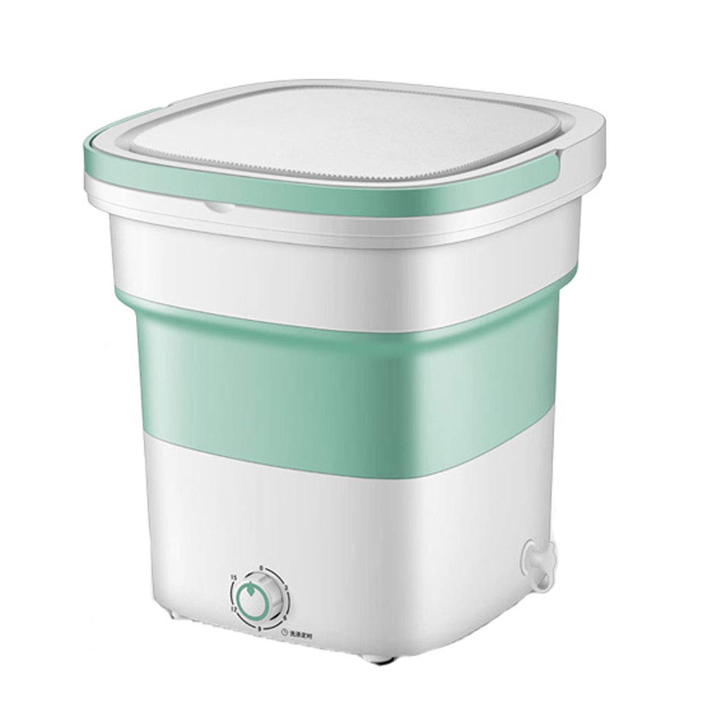 Portable Mini Washing Machine - Collapsible Automatic Laundry Bucket with Low Noise | Perfect for Camping, Apartments, Dorms & Travel | Compact Green & Pink Washer for Small Spaces