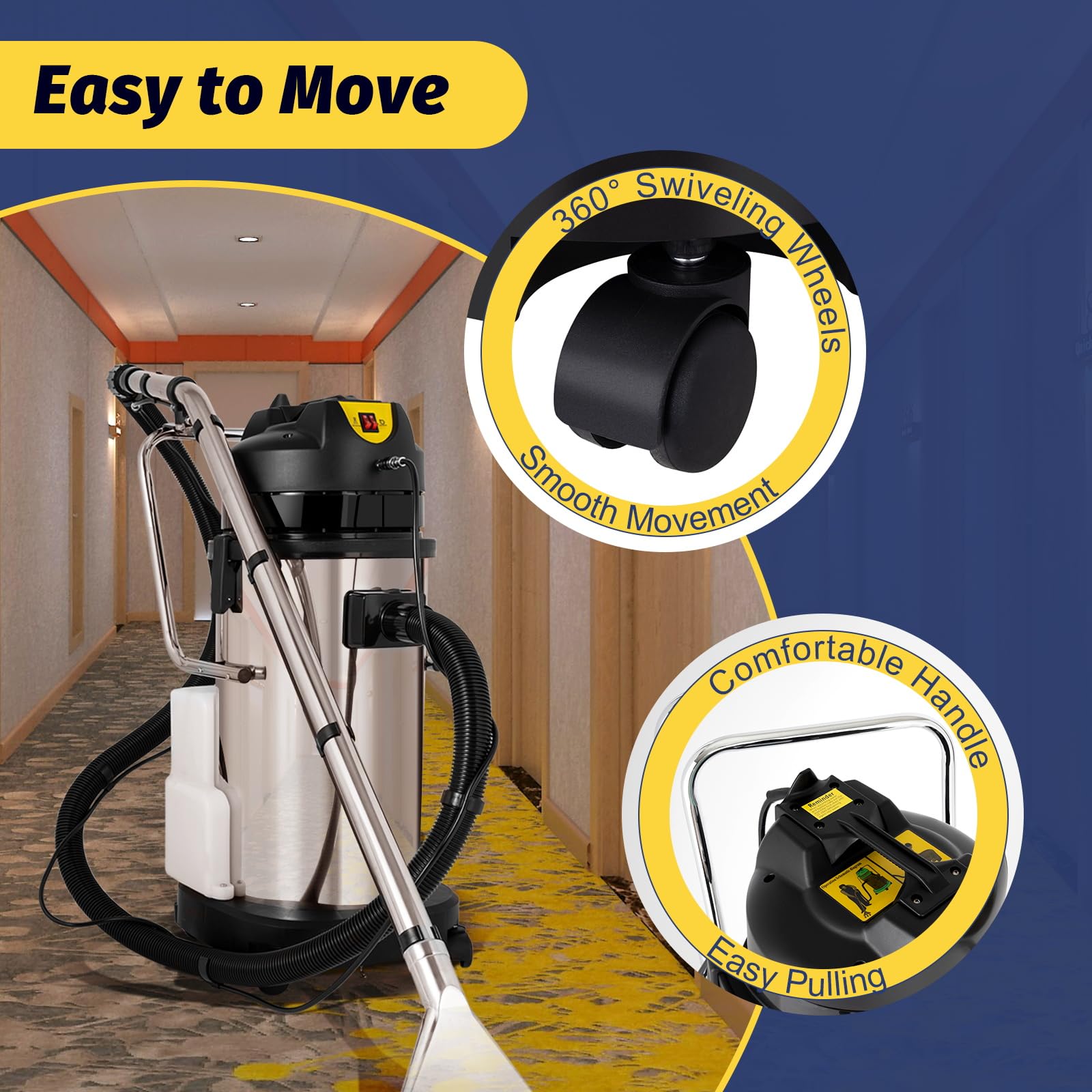 40L Commercial Carpet Cleaner Machine - 1034W Heavy Duty Wet Dry Vacuum for Sofa, Curtain, Fabric & Dust - 3-in-1 Portable Carpet Shampooer with Sprayer, Floor Brush & Extractor - Ideal for Home, Office & Commercial Cleaning