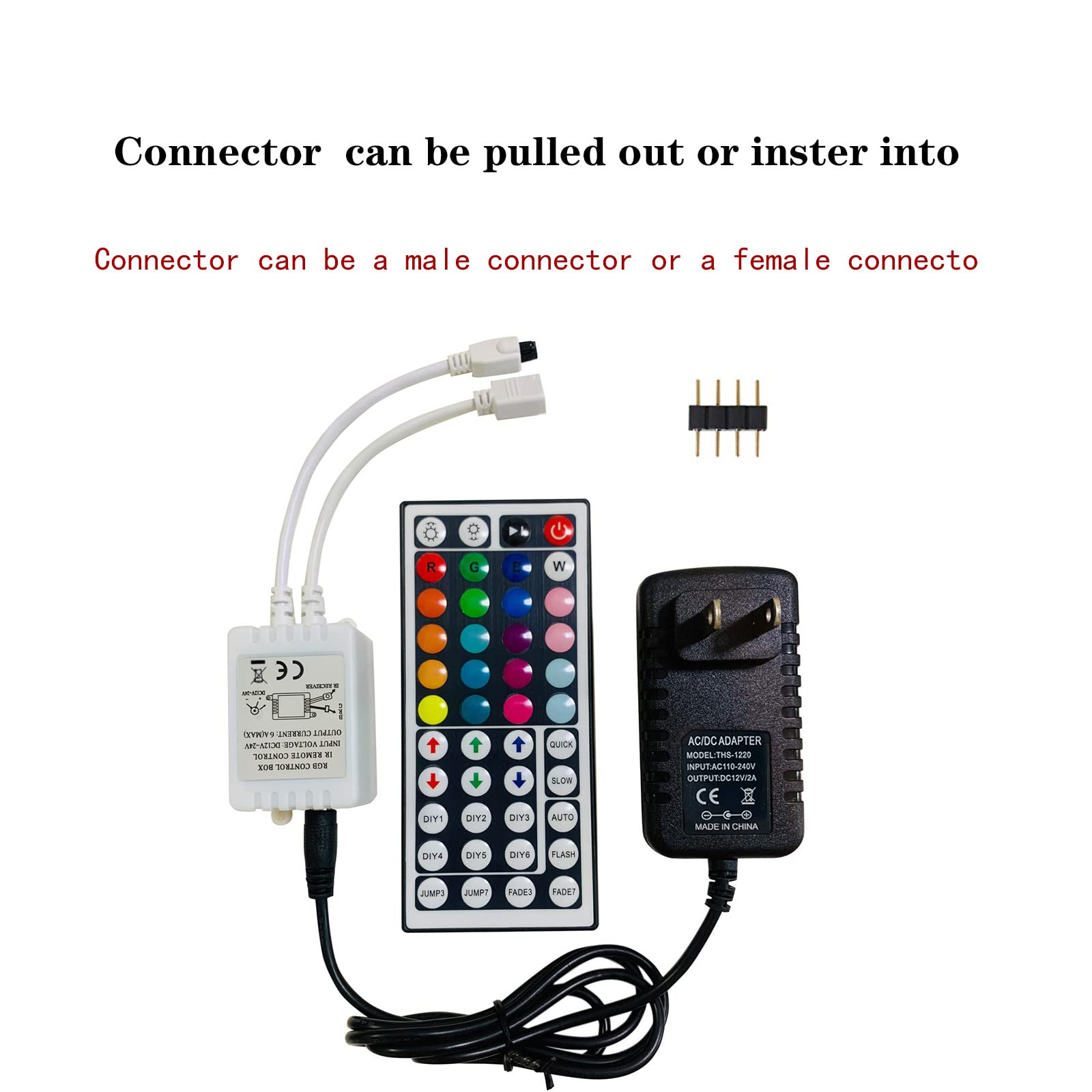 12V 2A LED Light Power Adapter with IR Remote Controller - Compatible with 5050 2835 3528 LED Strip Lights for Home Theater, Kitchen, and Bedroom Lighting