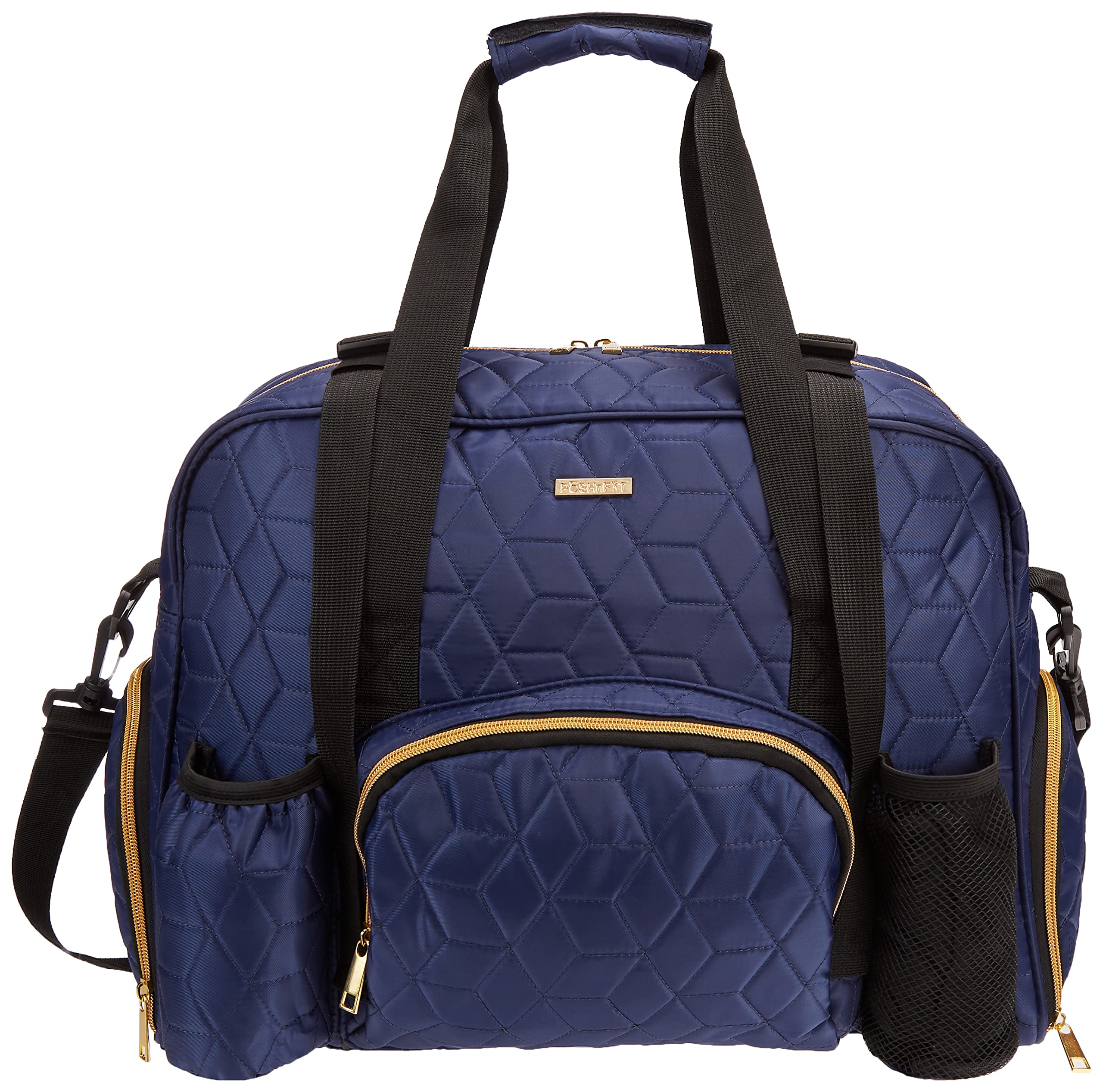 Waterproof Quilted Women's Gym Duffel Bag - Travel & Weekender Bag with Yoga Mat & Shoe Storage - Carry On Luggage for Fitness, Yoga & Travel (Blue)