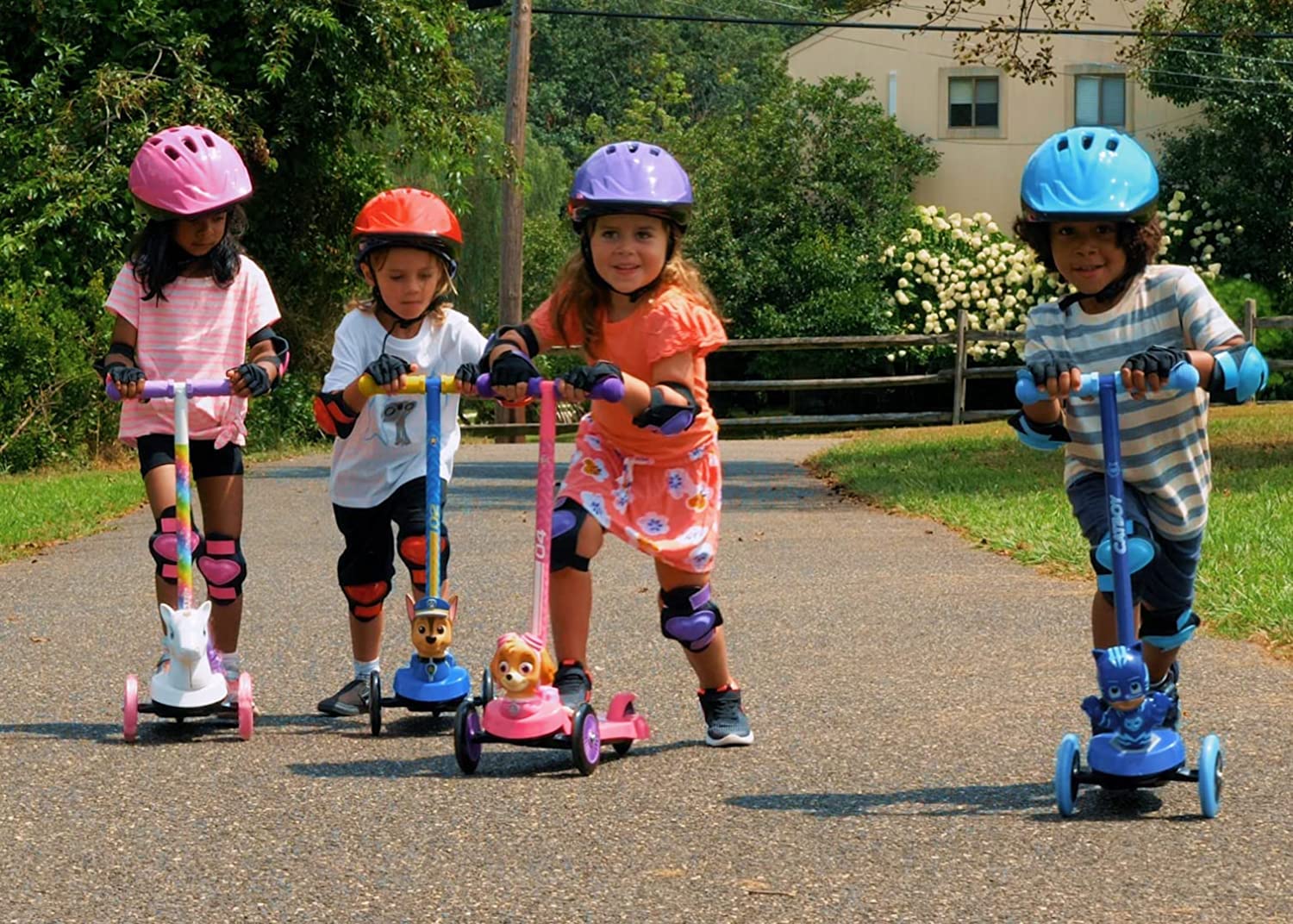 PJ Masks Kids Scooter - Self Balancing Ride-On Toy for Boys & Girls Ages 3-5 with Wide Deck & Foot Brake - Catboy, Owlette, Gekko Character Options - Perfect for Birthday Gifts & Outdoor Play
