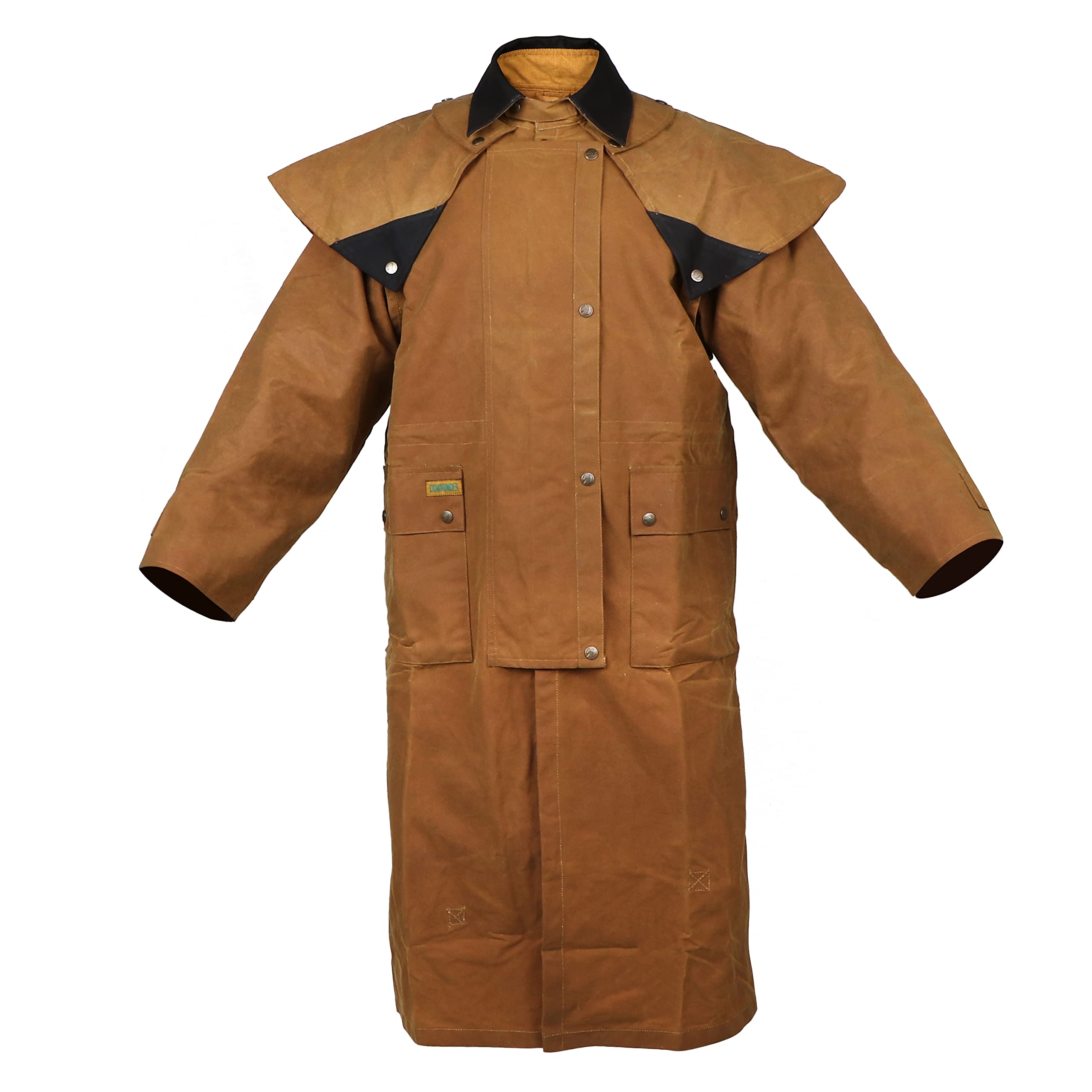 Men's Waterproof Oilskin Duster Coat - Australian Drover Style Rain Jacket for Outdoor Work, Hiking & Ranch Wear