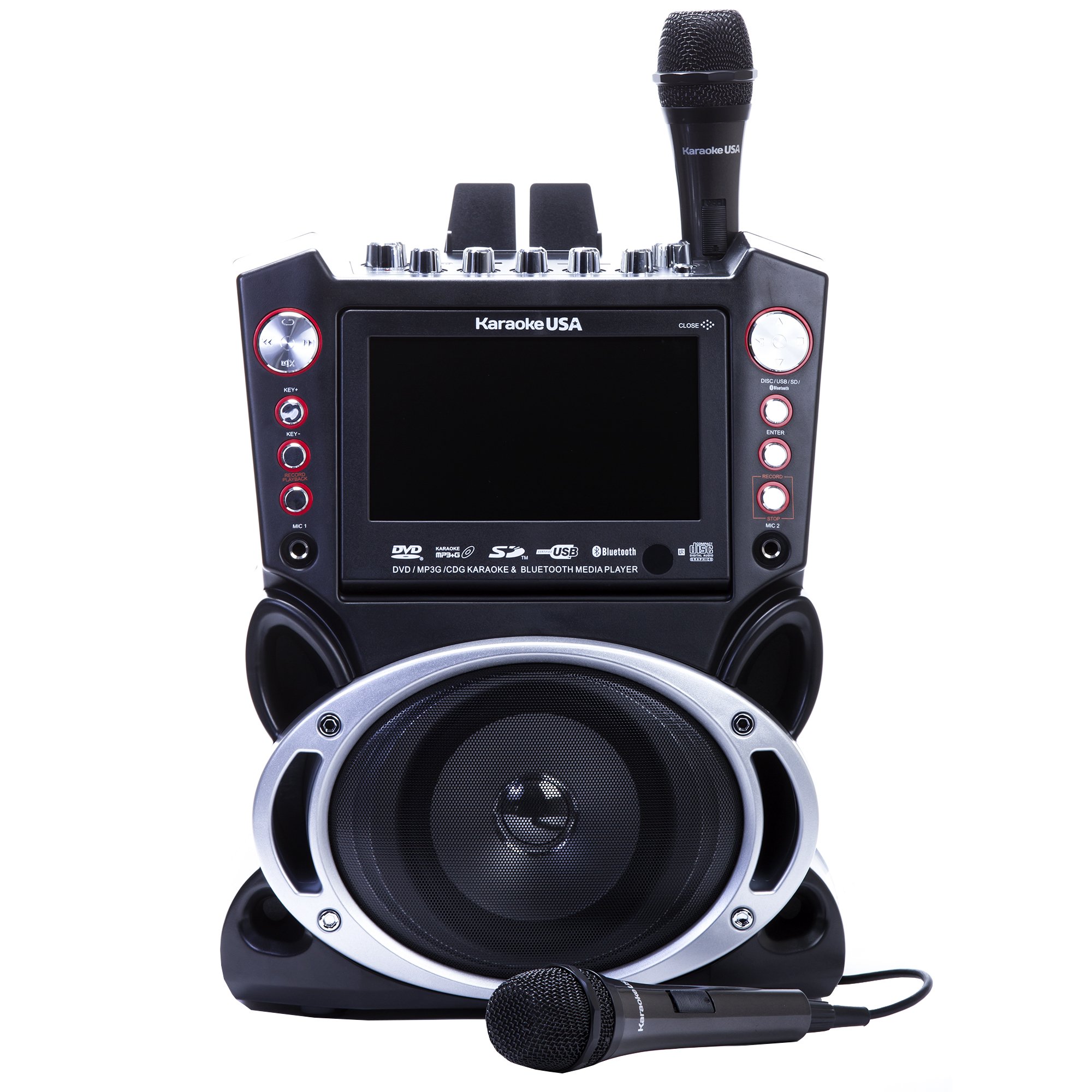 Karaoke USA GF845 Complete Karaoke System with 2 Wireless Microphones, Remote Control & 7