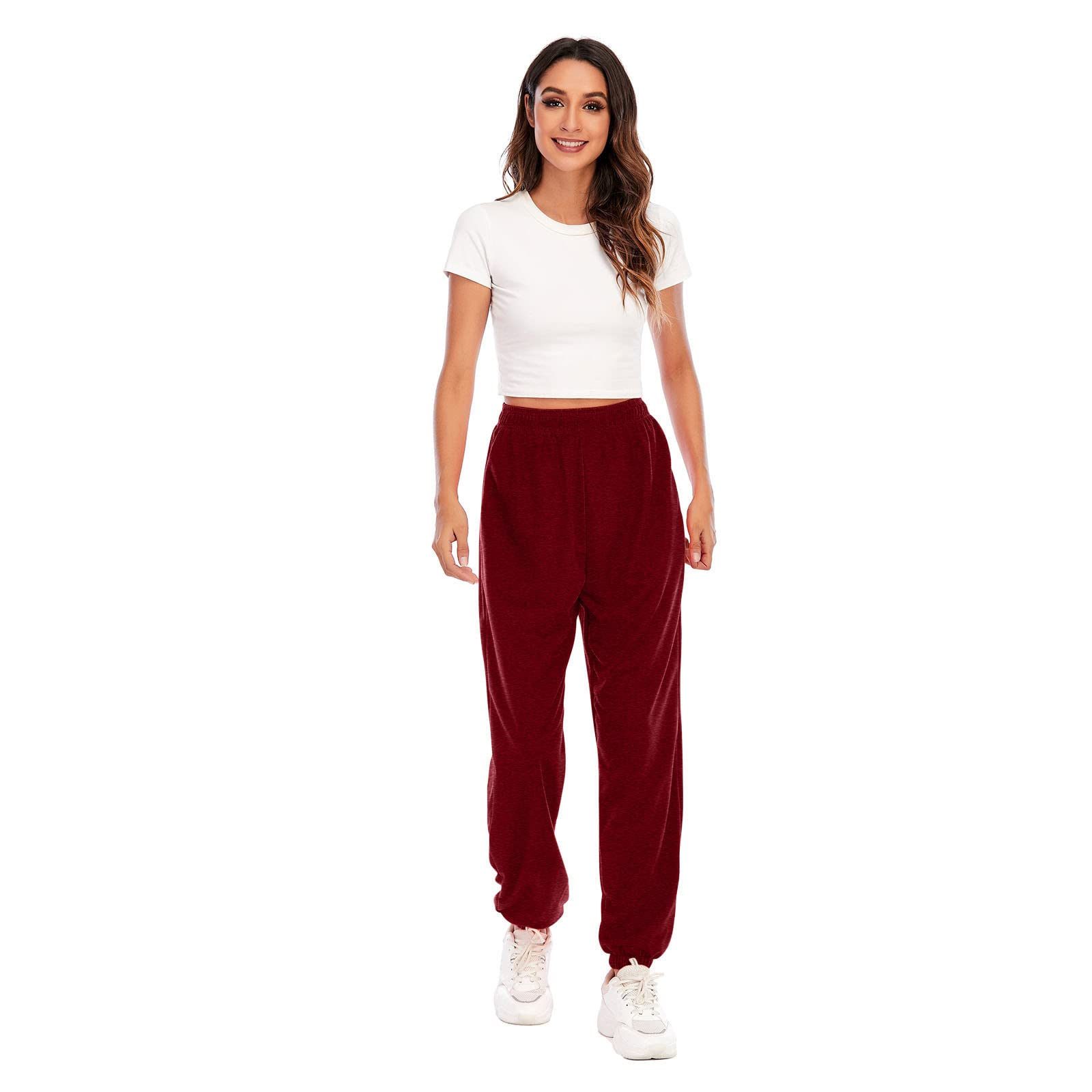 High Waisted Women's Sweatpants - Elastic Wide Leg Jogger Pants with Cinch Bottom for Workout, Yoga & Lounge Wear | Comfortable Athletic Sweatpants for Running, Gym & Casual Wear