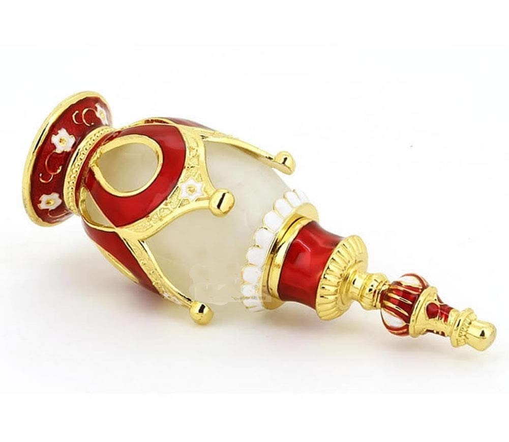 0.67oz Crown Shaped Refillable Perfume Bottle - Elegant Glass & Metal Essential Oil Container for Aromatherapy, Travel & Gifts (Red) - Perfect for DIY Fragrance, Home Decor & Spa Use