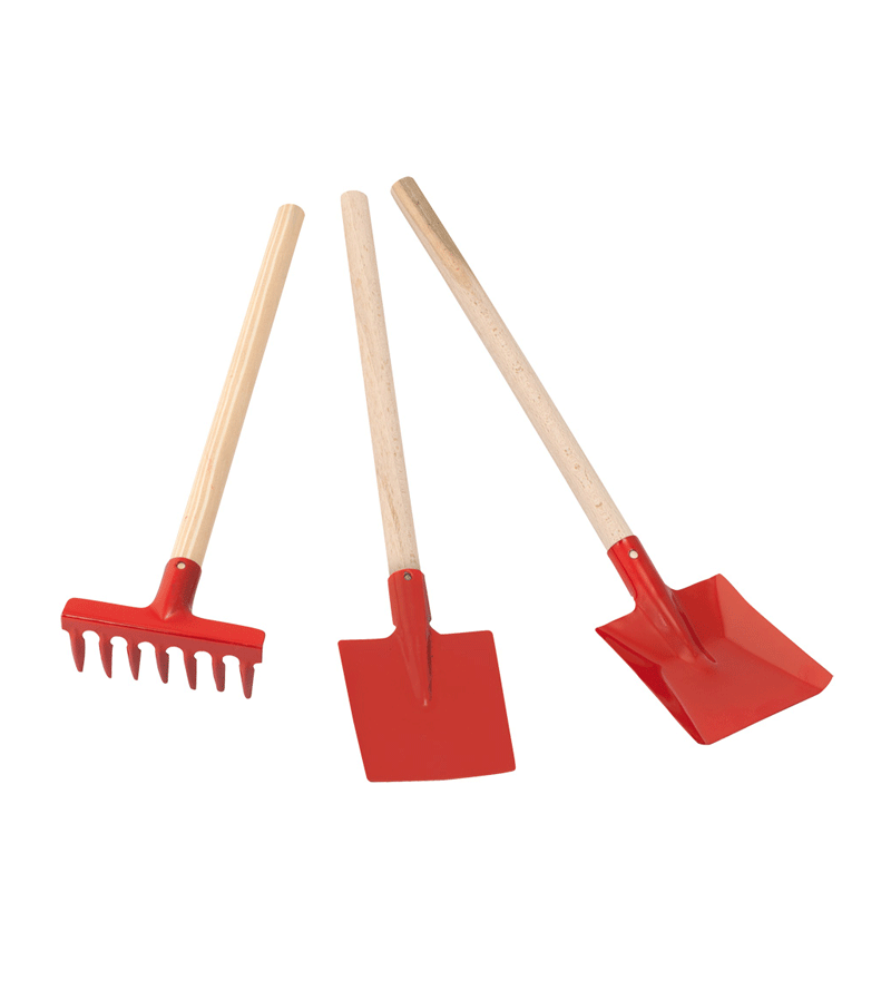 Premium Red Children's Garden Tool Set by Redecker - Durable Kids Gardening Kit for Outdoor Play & Learning