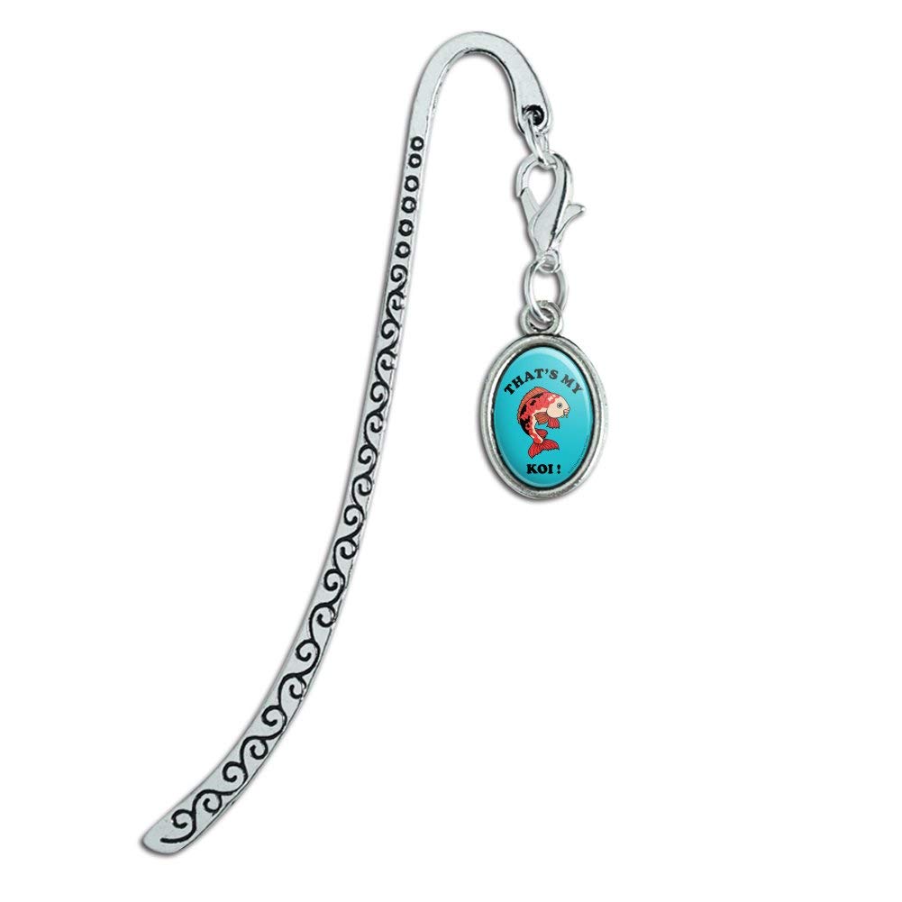 Funny Koi Fish Metal Bookmark with Oval Charm - Unique Gift for Book Lovers, Readers & Students - Perfect for Books, Journals & Notebooks