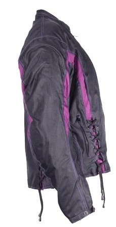 Women's Black & Purple Textile Motorcycle Jacket - Stylish Protective Riding Gear for Harley, Cruiser & Street Bikes | Perfect for Commuting, Road Trips & Motorcycle Events