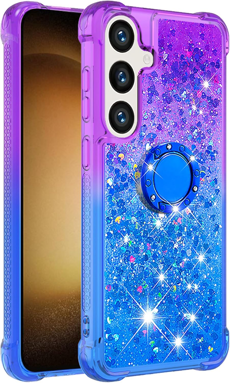 Samsung Galaxy S25 Plus Case with Glitter Design, Kickstand & Gradient Quicksand Texture - Perfect for Everyday Protection & Hands-Free Viewing