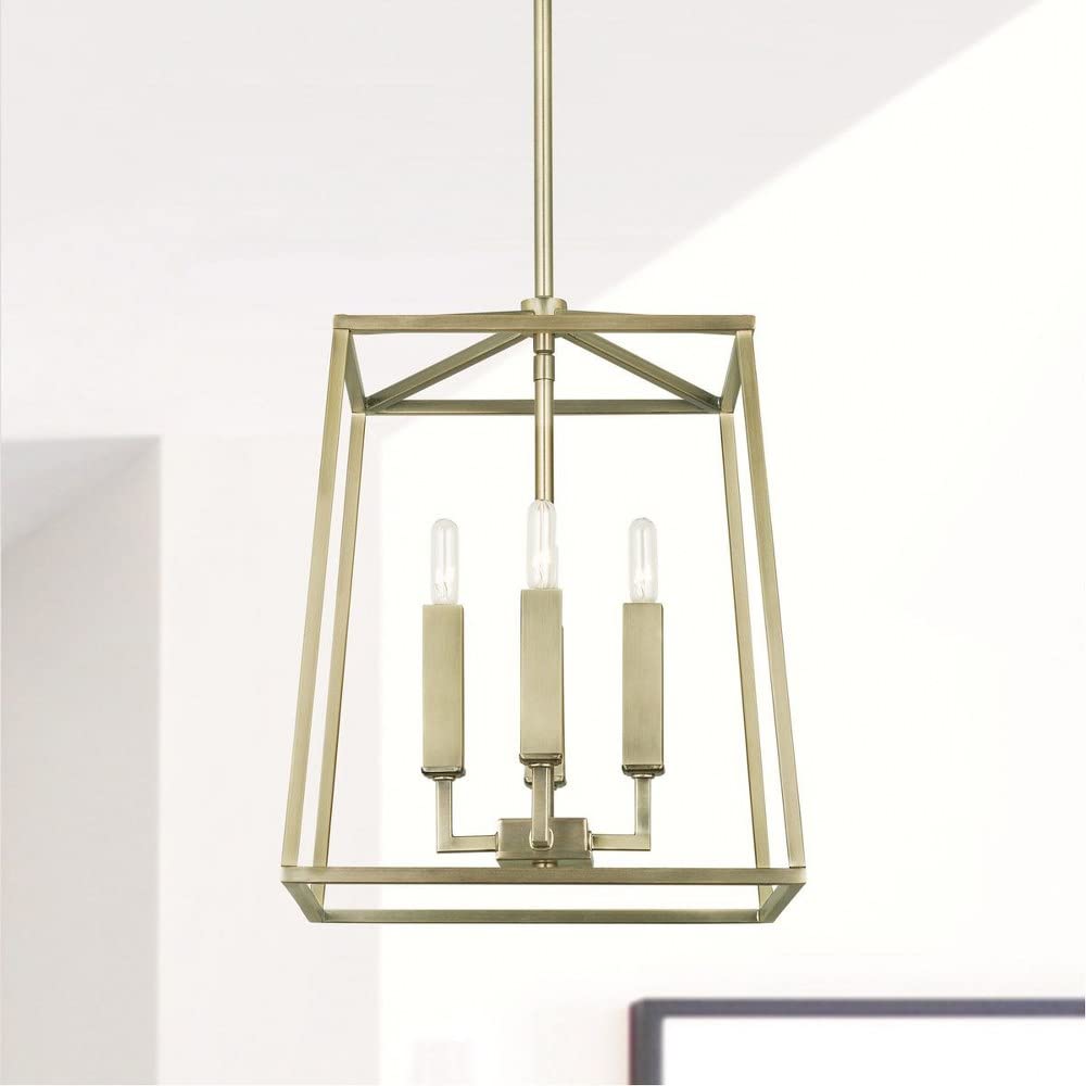 Capital Lighting 537641MB Thea Lantern Foyer Pendant Light Fixture - 4-Light 240W Matte Black Chandelier - 15