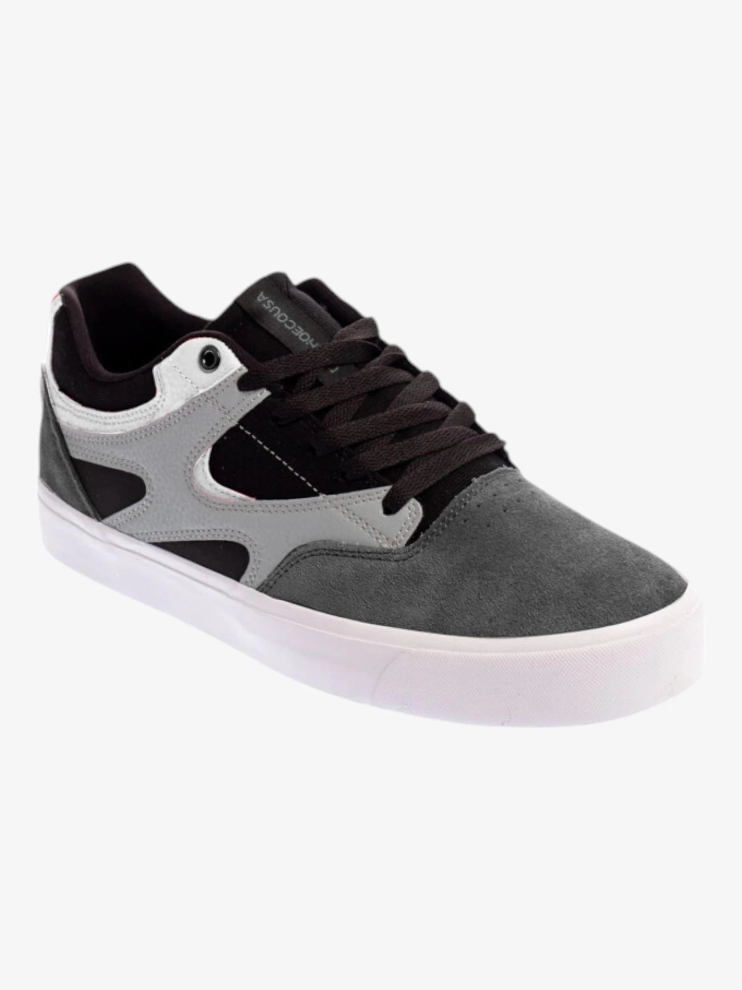 DC Kalis Vulc Skate Shoes - Men's Grey Black White Sneakers for Streetwear & Skateboarding | Comfortable & Durable for Daily Wear