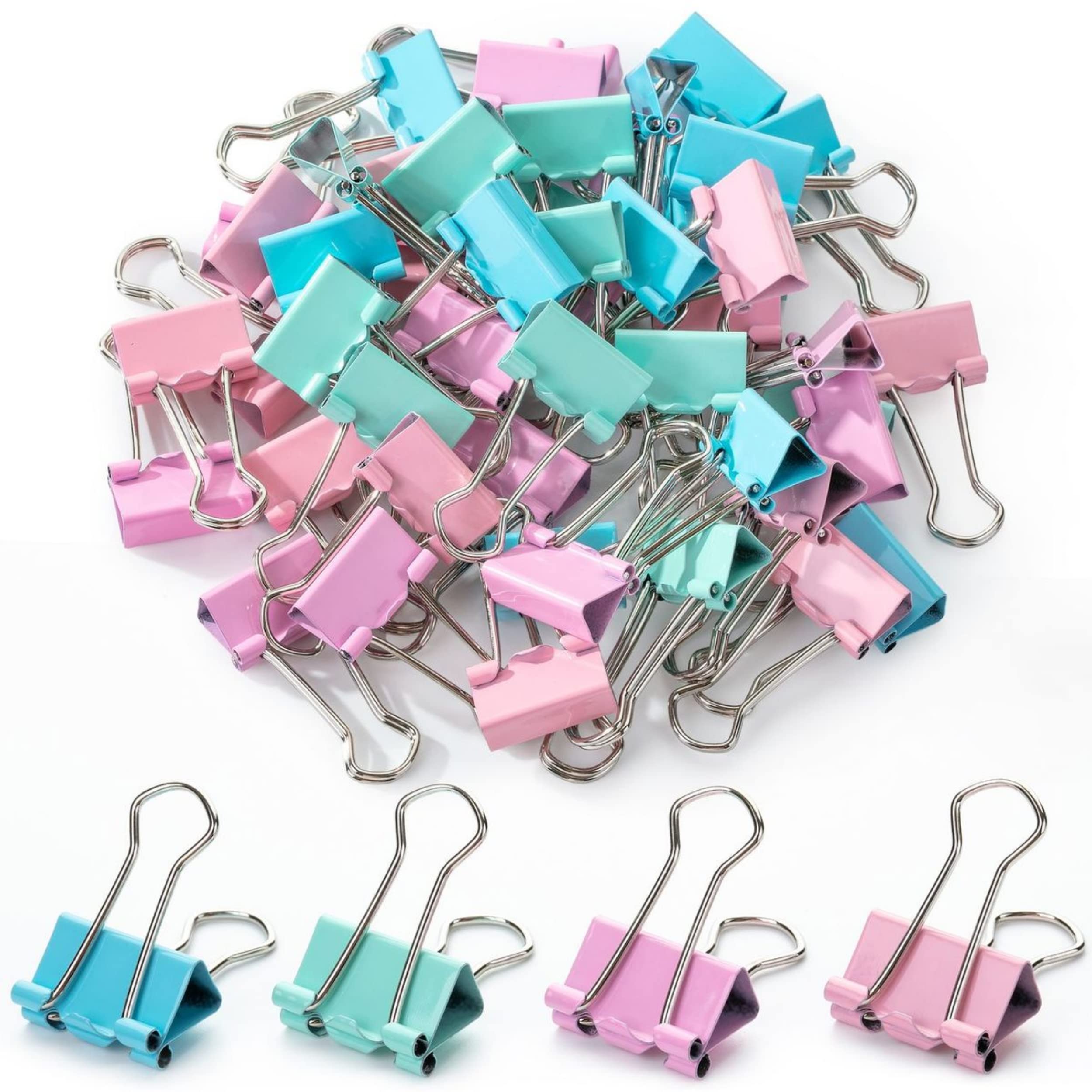 Mr. Pen Pastel Binder Clips, 50 Pack, 0.75 Inch Small Colorful Paper Clips for Office, School, Crafting & Organizing Documents - Assorted Pastel Colors, Mini Binder Clips for Notebooks, Files & Bulletin Boards