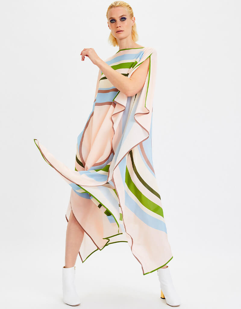Luxury Beige Silk Crepe Kaftan Dress for Women - Elegant Boho Maxi Cover Up - Perfect for Beach, Vacation & Summer Evenings