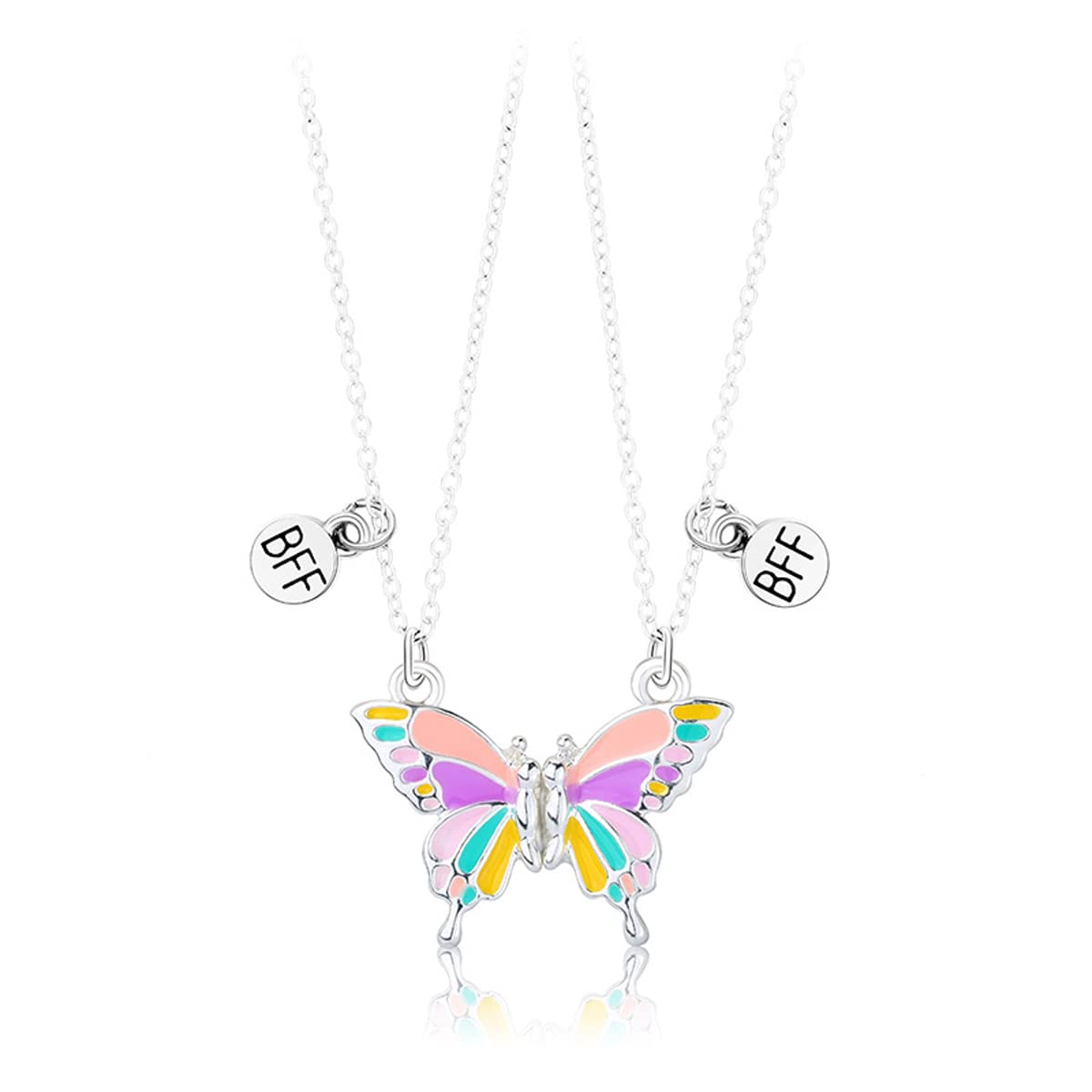 Best Friend Necklaces Set of 2 - Cute Butterfly BFF Matching Necklaces for Women Girls, Sister Daughter Birthday Christmas Graduation Gifts - Perfect for Best Friends Day, Galentine's Day & Friendship Jewelry Gifting