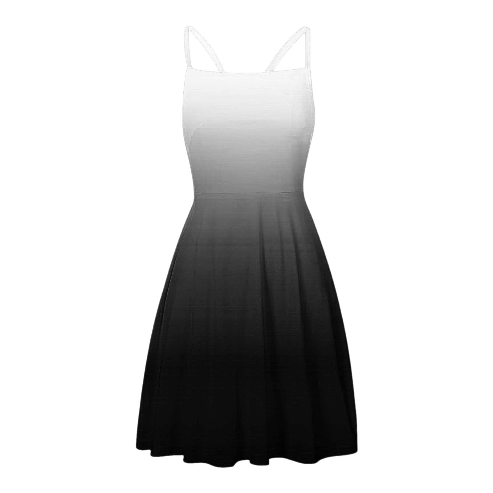 2022 Summer Casual Dresses for Women - Flutter Sleeveless Crew Neck Smocked Elastic Waist Sundress | Perfect for Beach Vacation, Outdoor Picnic & Summer Parties