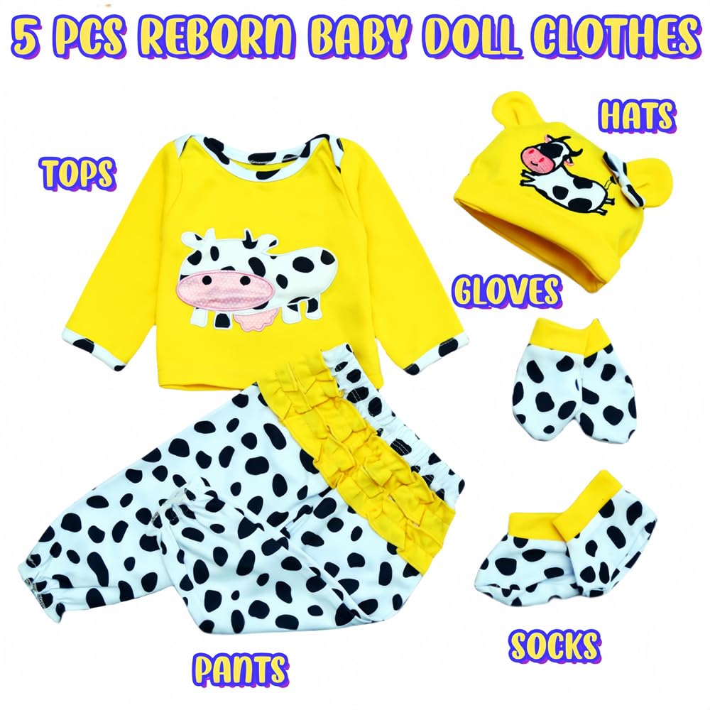17-22 Inch Reborn Baby Doll Clothes Outfit Set for Newborn Girl Dolls - Perfect for Playtime, Collecting & Photography