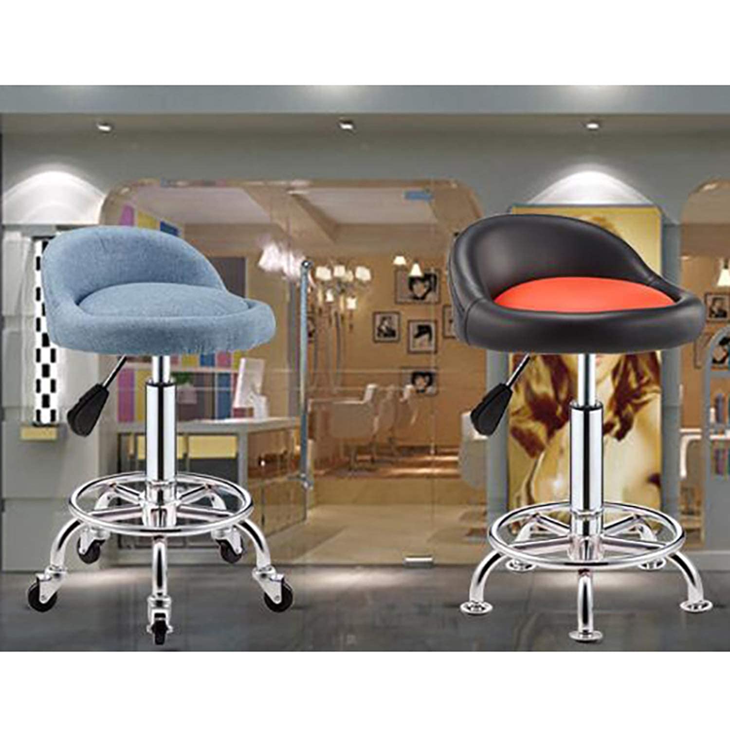 Adjustable Hydraulic Rolling Salon Stool with Backrest & Wheels - Ergonomic Swivel Chair for Tattoo, Massage, Facial Spa, Manicure & Dentist Clinic - Perfect for Beauty Salons, Tattoo Parlors & Medical Offices (Black)