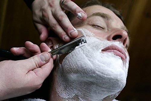 BLACK & GOLD Stainless Steel Barber Razor - Interchangeable Blade Straight Edge Safety Razor for Professional Shaving - Perfect for Barbershops, Home Grooming & Beard Trimming (Model: Macs-045B)