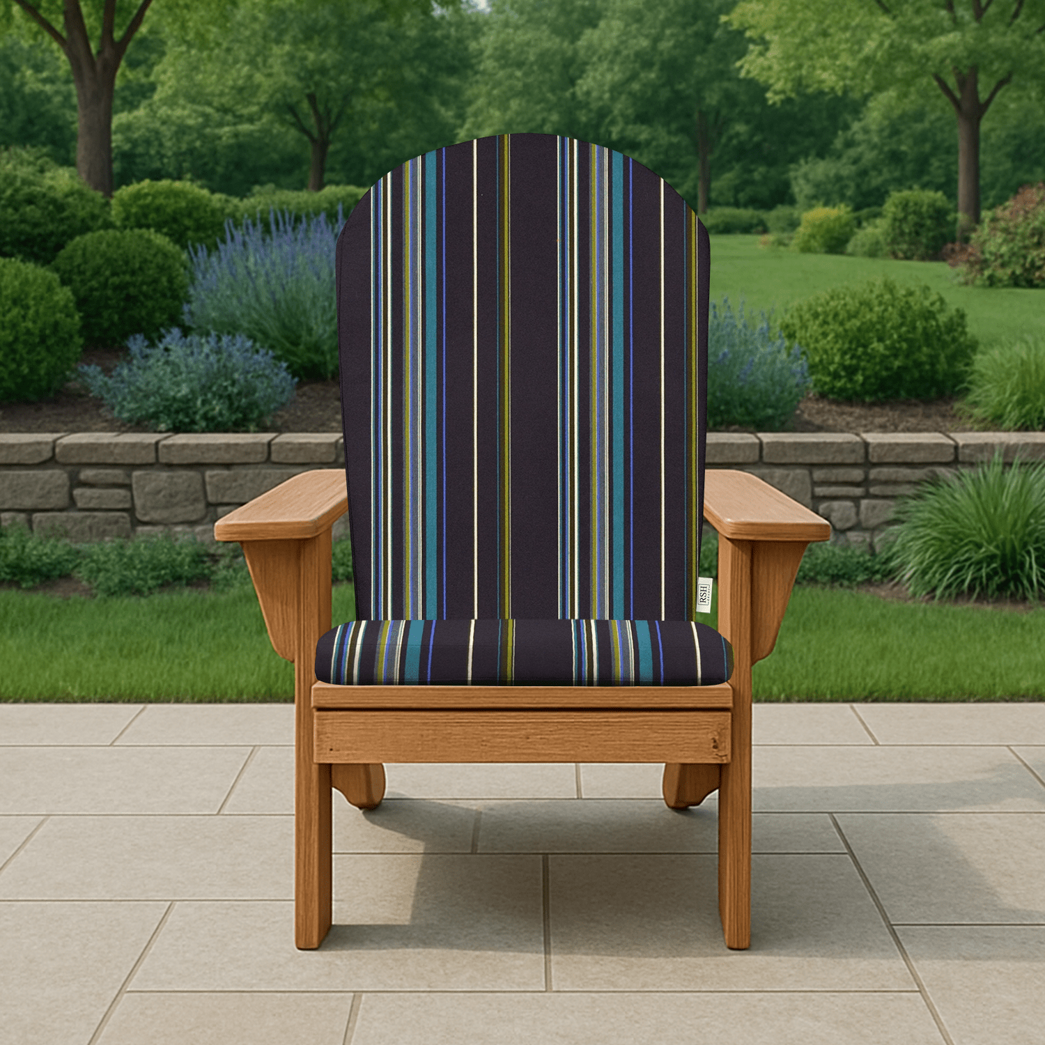 Sunbrella Stripes Foam Adirondack & Rocking Chair Cushions - Waterproof Outdoor Patio Furniture Cushions for Garden, Poolside & Deck Use