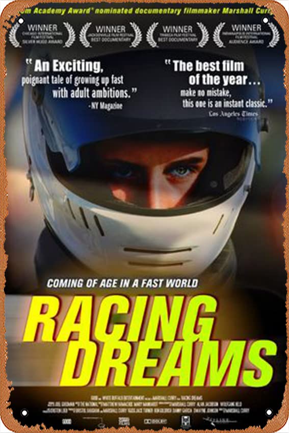 Vintage Racing Dreams Movie Poster Metal Tin Sign - 12x8 Inch Retro Wall Art for Bars, Coffee Shops, Home & Office Decor - Perfect for Man Cave, Game Room & Themed Parties
