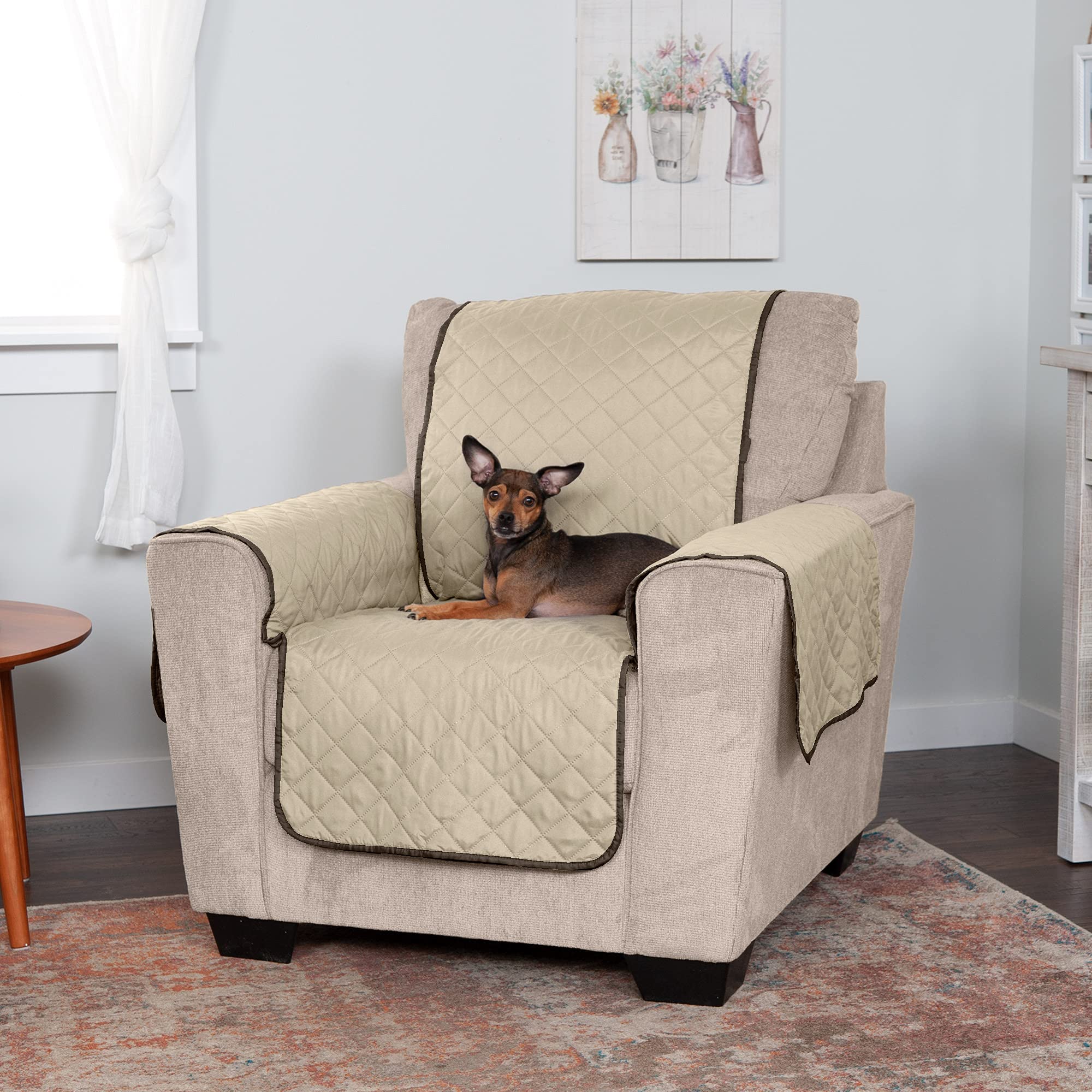 Furhaven Waterproof Reversible Chair Cover Protector for Dogs, Cats & Kids - Two-Tone Quilted Furniture Protector for Sofa, Couch & Living Room - Espresso/Clay - Perfect for Pet Owners & Families with Children