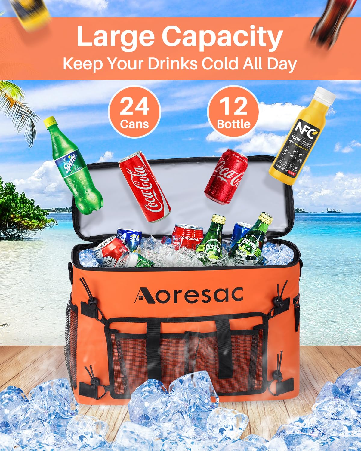 **AORESAC Waterproof Kayak Cooler Bag - Behind Seat Cooler for Kayaking, Fishing, Travel & Outdoor Adventures | Portable Lunch Cooler for Beach, Picnic & Camping Trips | Fits Lawn-Chair Style Seats**