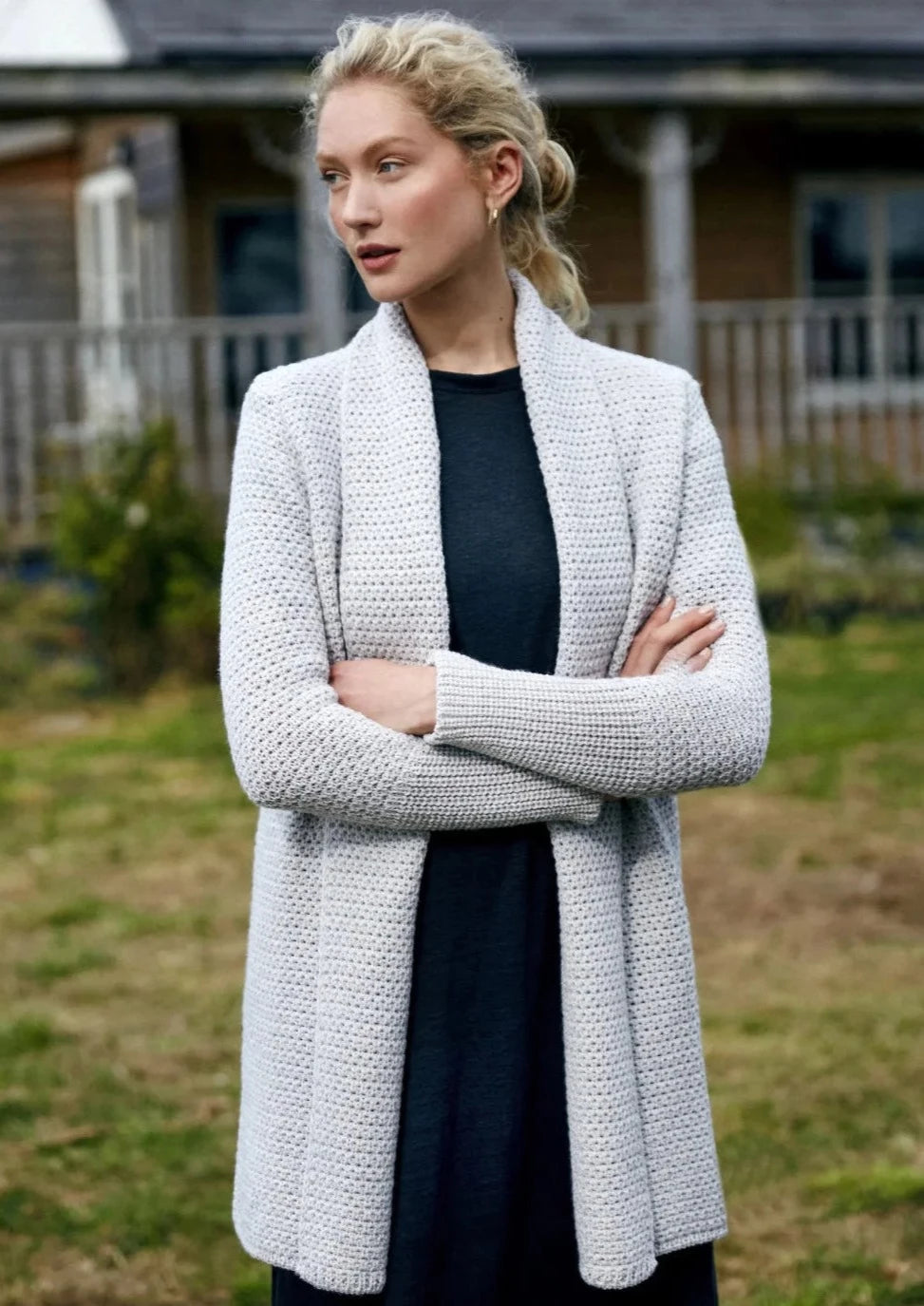 Ireland's Eye Women's Kilcoole Knit Cardigan Coat - Silver Marl | Warm Winter Layering for Casual Outings & Office Wear