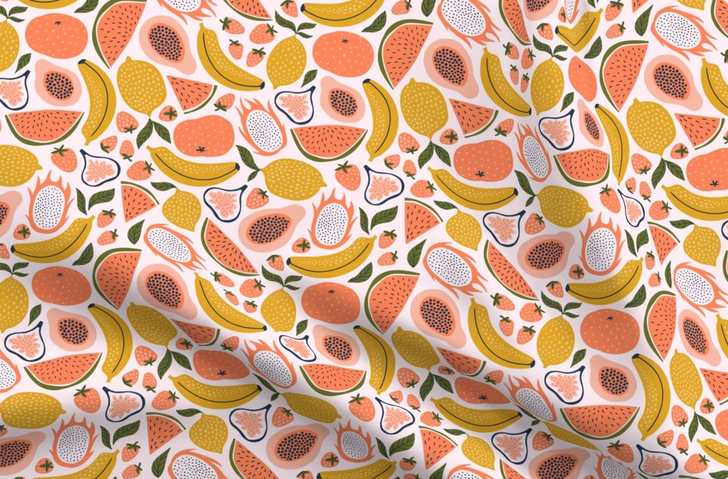 Summer Fruit Orange Citrus Printed Minky Fabric - Soft Plush Fat Quarter for Sewing Baby Blankets, Quilt Backing & DIY Home Decor - Spoonflower Premium Fabric for Nursery, Crafts & Cozy Projects