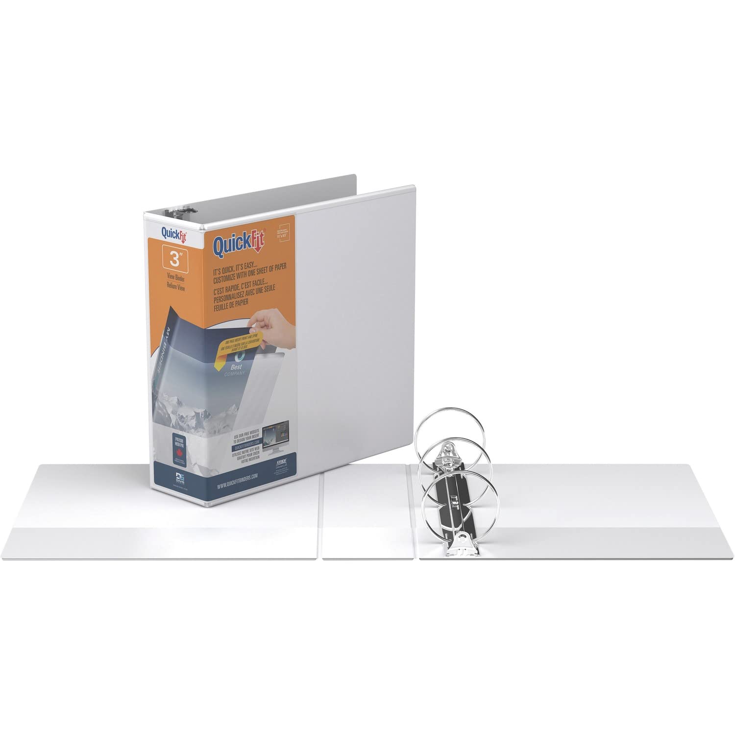 QuickFit 3 Inch Round Ring White View Binder (88050) - Perfect for School, Office, and Document Organization