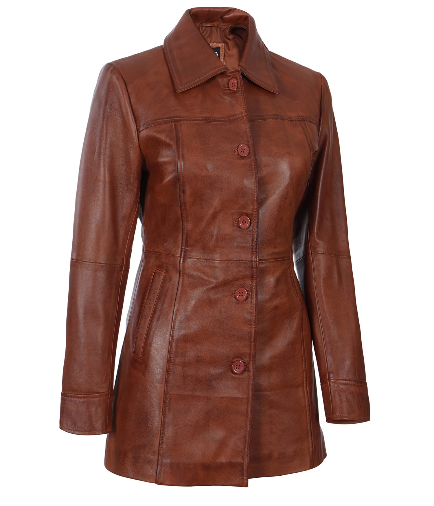 Genuine Lambskin Leather Jacket for Women - Stylish Soft Long Trench Coat - Winter Fashion Outerwear for Casual, Office & Evening Wear