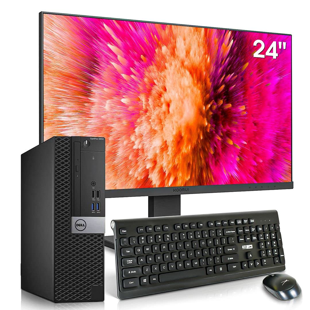 Dell Desktop Computer with Intel Core i7 Processor up to 4.20 GHz, 32GB RAM, 512GB SSD, 24-inch Koorui Monitor, Windows 10 Pro - Wireless & Bluetooth, DVD Drive for Home Office & Gaming