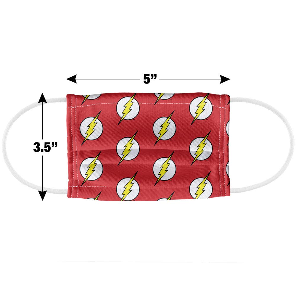 The Flash Kids Lightning Bolt Logo Reusable Face Mask - 1-Ply Breathable Fabric for School, Cosplay & Superhero Fans - DC Comics Inspired Face Covering