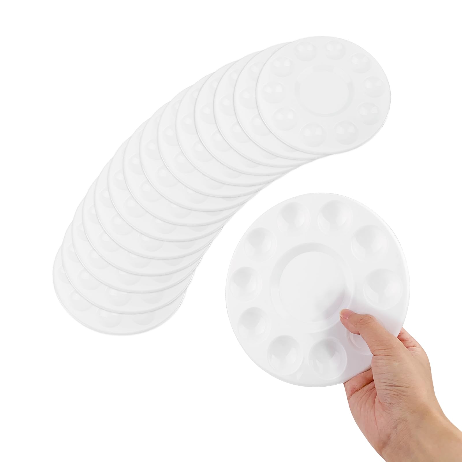 15 Pack Plastic Paint Tray Palettes for Kids & Students - Reusable White Paint Holder for Watercolor, Acrylic & Oil Painting - Perfect for Art Class, DIY Projects & Home Painting Activities
