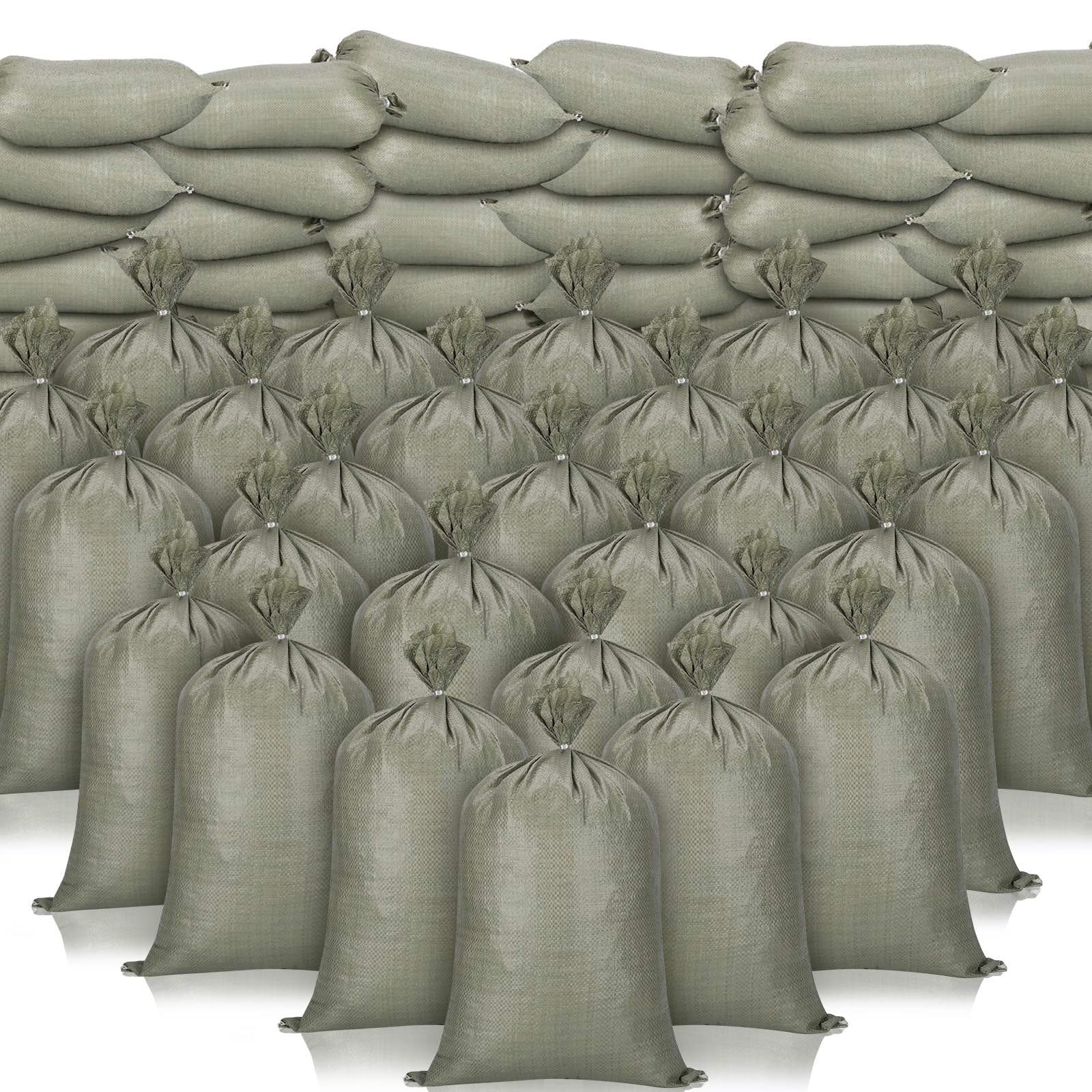400-Piece Heavy Duty Woven Polypropylene Sand Bags with Ties - 14