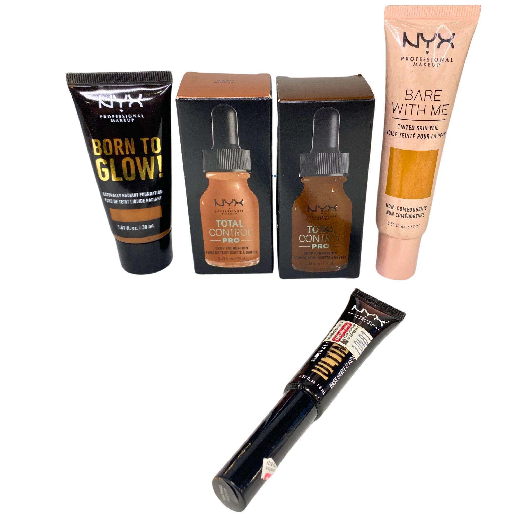 NYX Assorted Foundations & Shadow + Liner Primer (50 Pcs Lot) - Professional Makeup Kit for Contouring, Highlighting & Long-Lasting Eye Makeup - Perfect for Salons, Makeup Artists & Beauty Enthusiasts